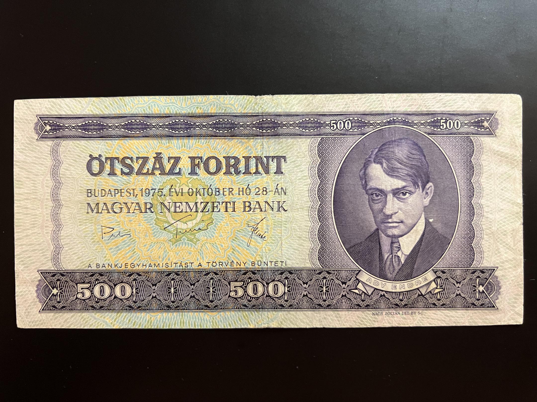 500 Forint (1975) VF Adamo F41 