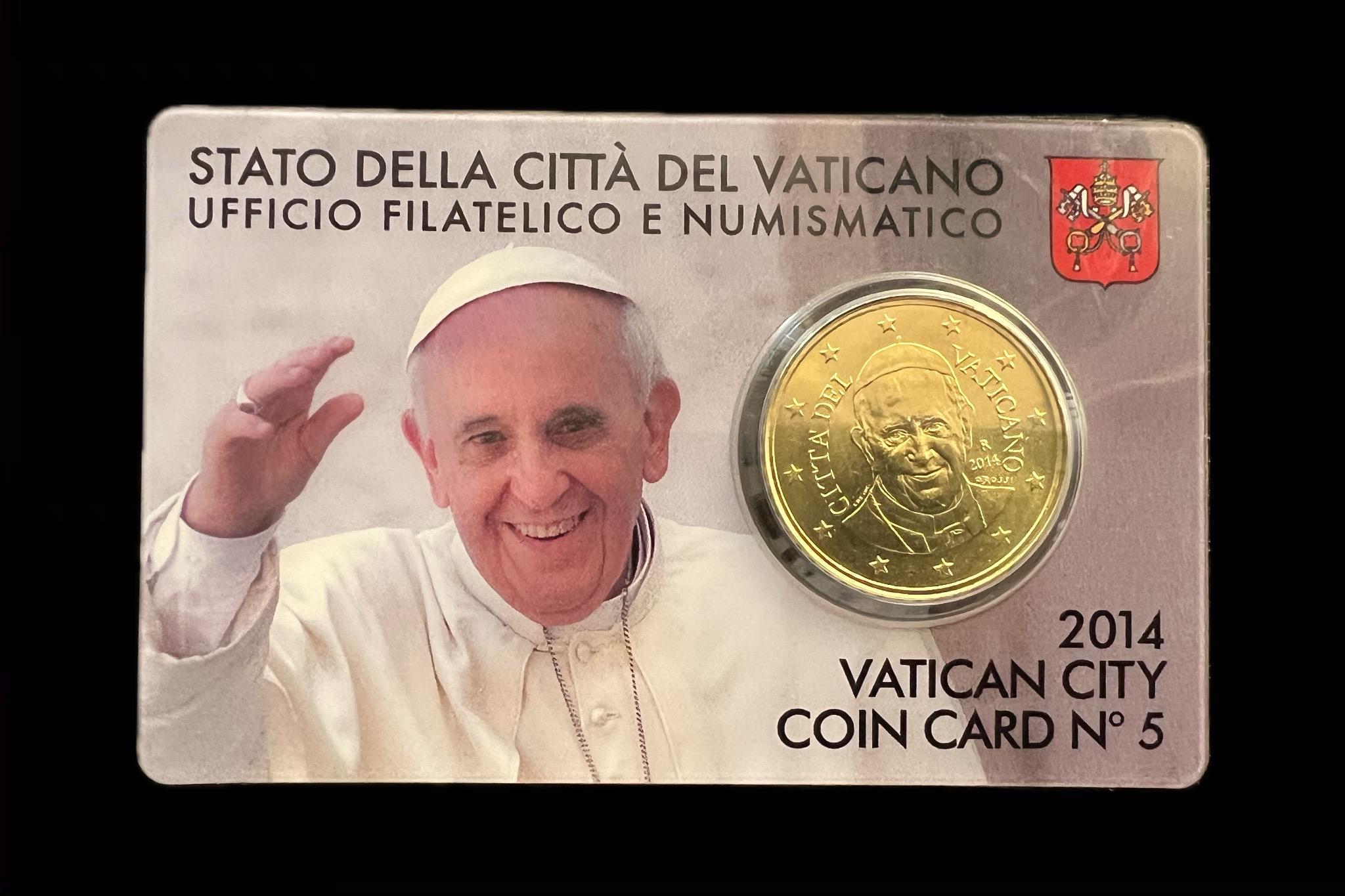 50 cent Vatikán 2014 hivatalos érmekártya No. 5 (BU) 