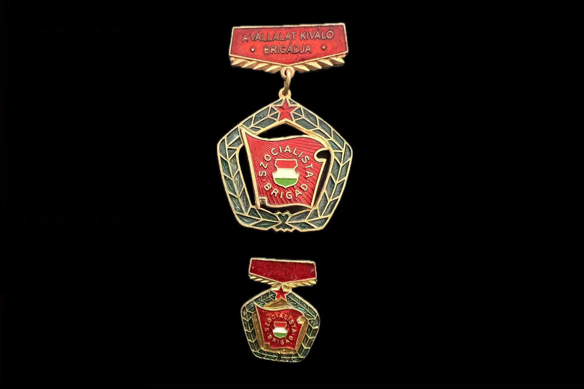 SZOCIALISTA BRIGÁD - A VÁLLALAT KIVÁLÓ BRIGÁDJA' KITÜNTETŐ JELVÉNY MINIATŰRREL(1914-1972) 