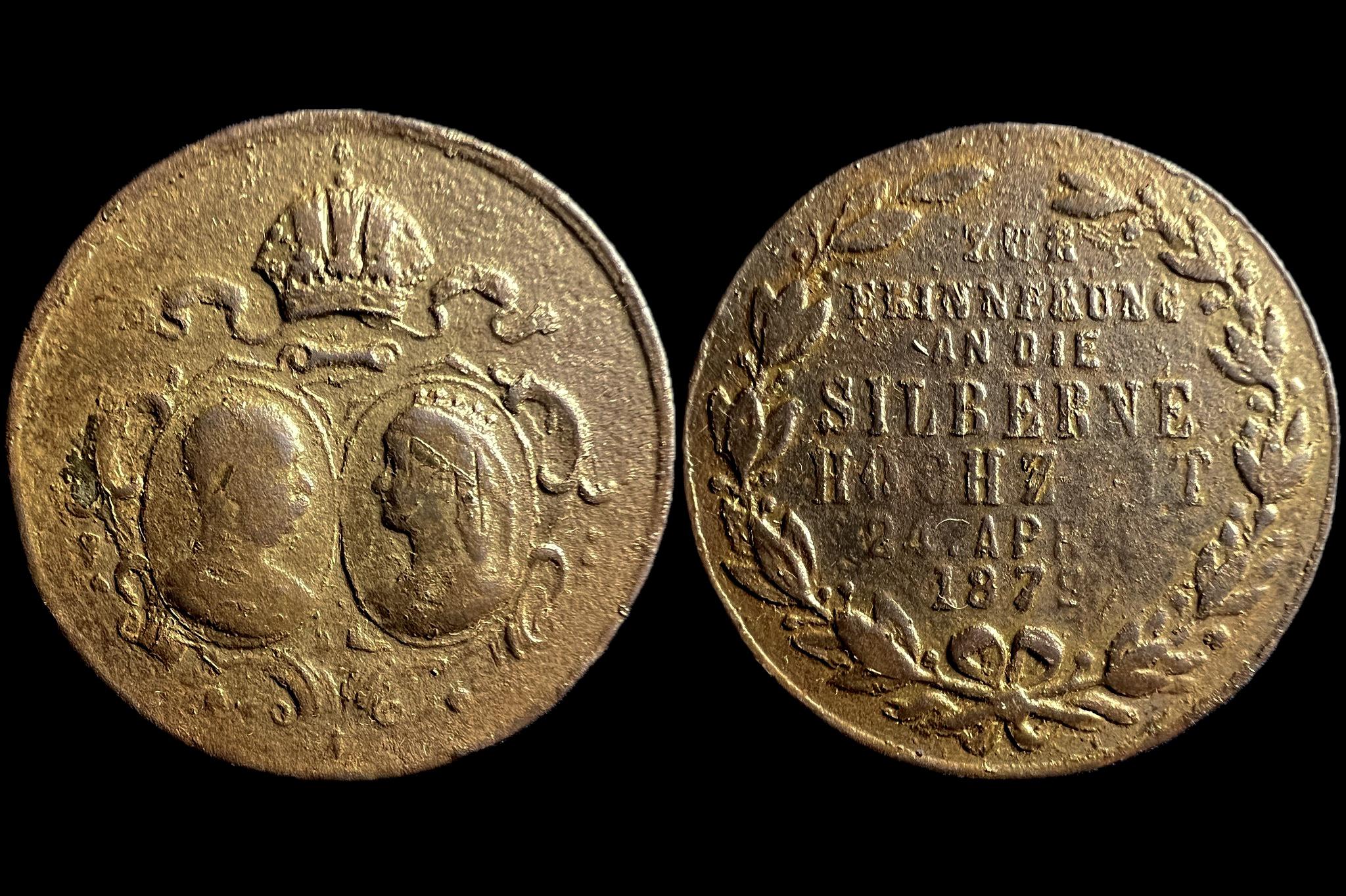 Ferenc József és Sisi ezüst lakodalom (1879 április 24.) medál  