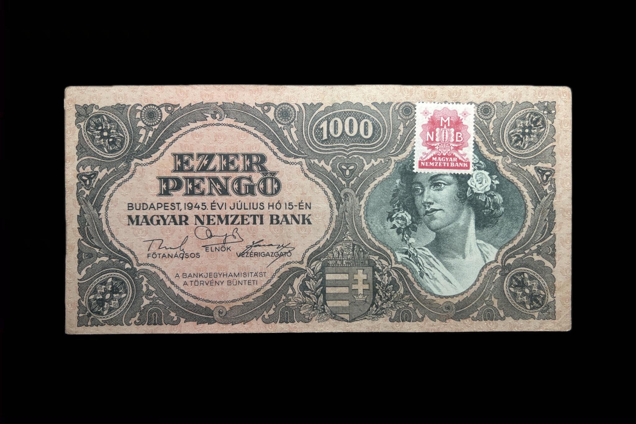 Ezer Pengő (1945) felülbélyegezve Adamo P22 VF 