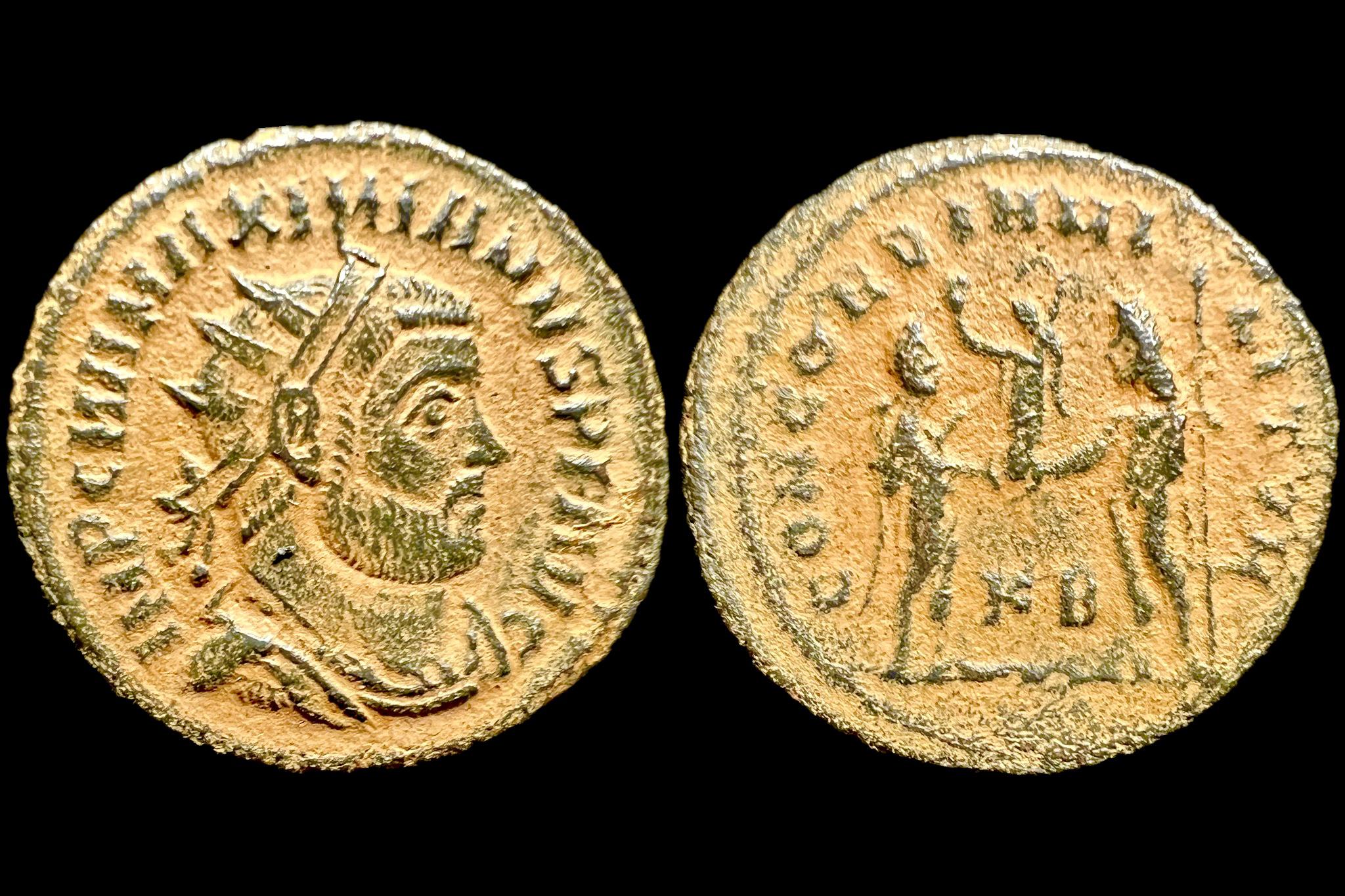 Maximianus (i.sz.285-295) Æ Antoninian (sivatagi patina) IMP CMA MAXIMIANVS PF AVG____CONCORDIA MILITVM