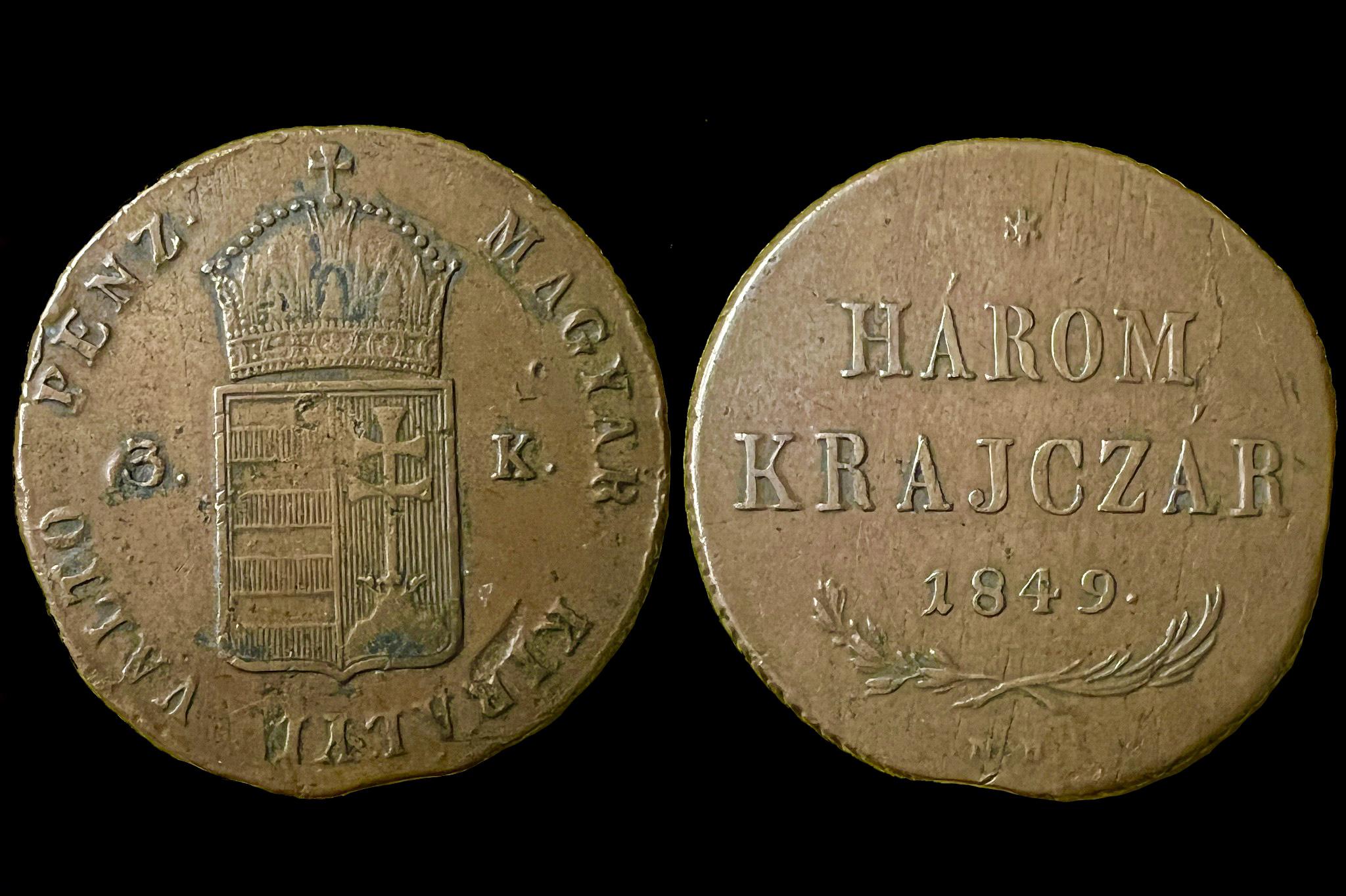Szabadságharc (1849) 3 krajcár Adamo B2