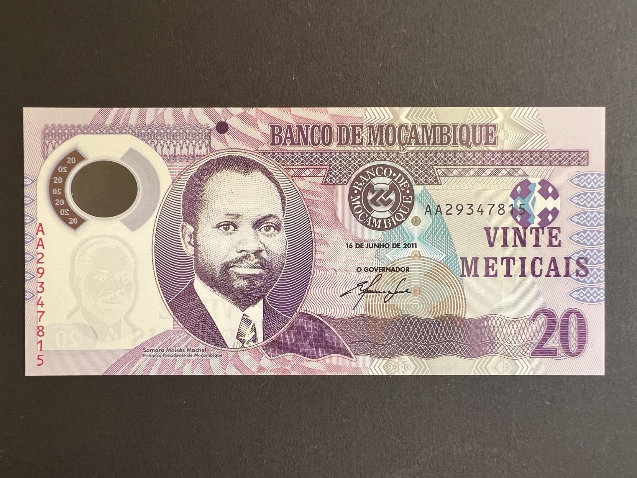 Mozambik 20 Meticais UNC 2011 