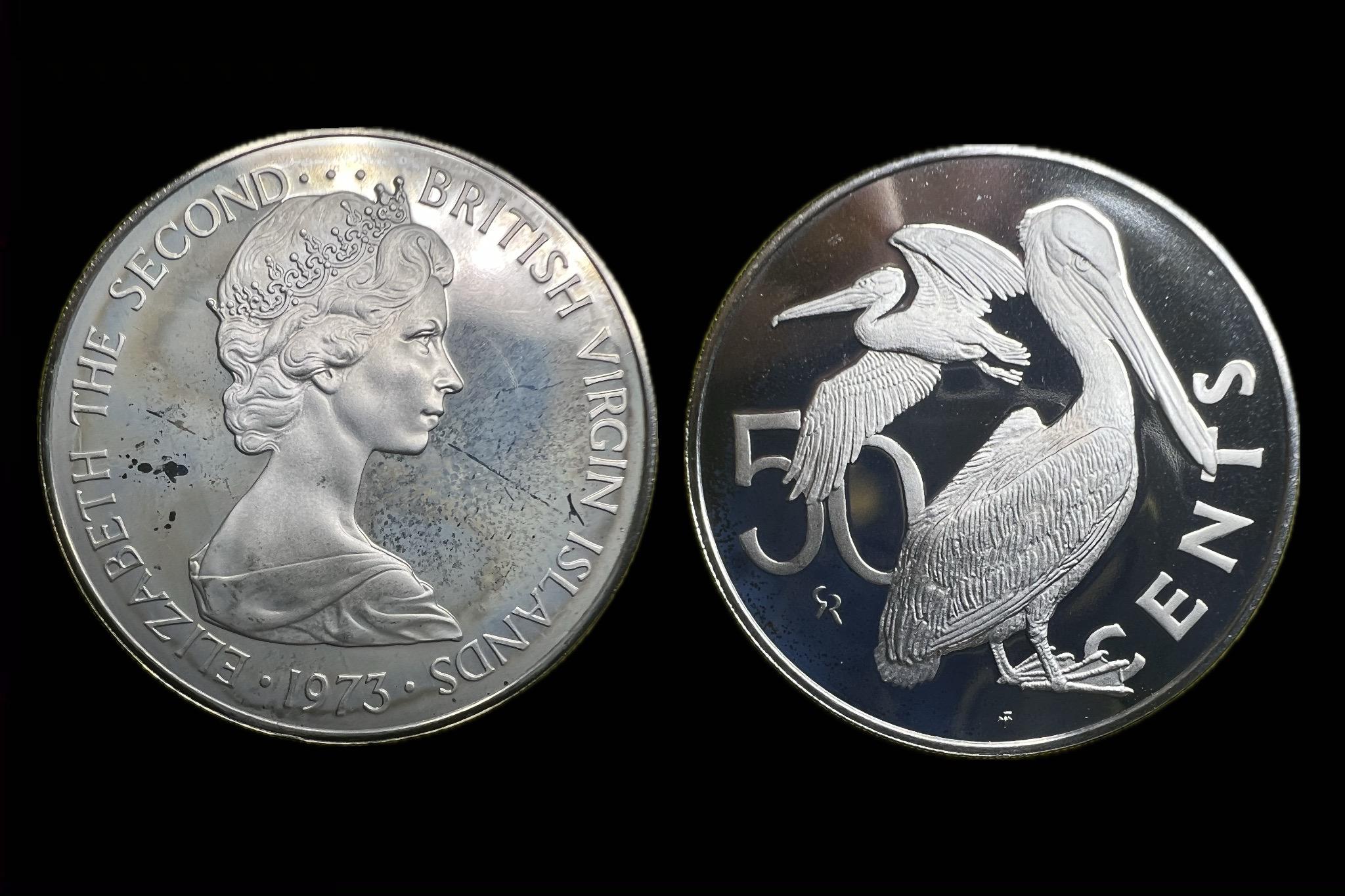 II.Elizabeth (British Virgin Island) 50 Cents (1973) Proof UNC KM20 