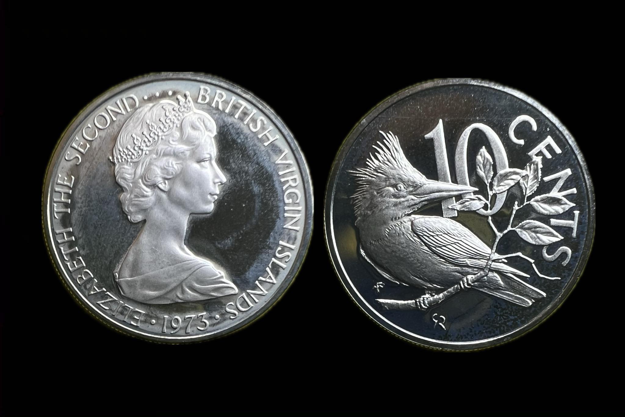 II.Elizabeth (British Virgin Island) 10 Cents (1973)Proof UNC KM11 