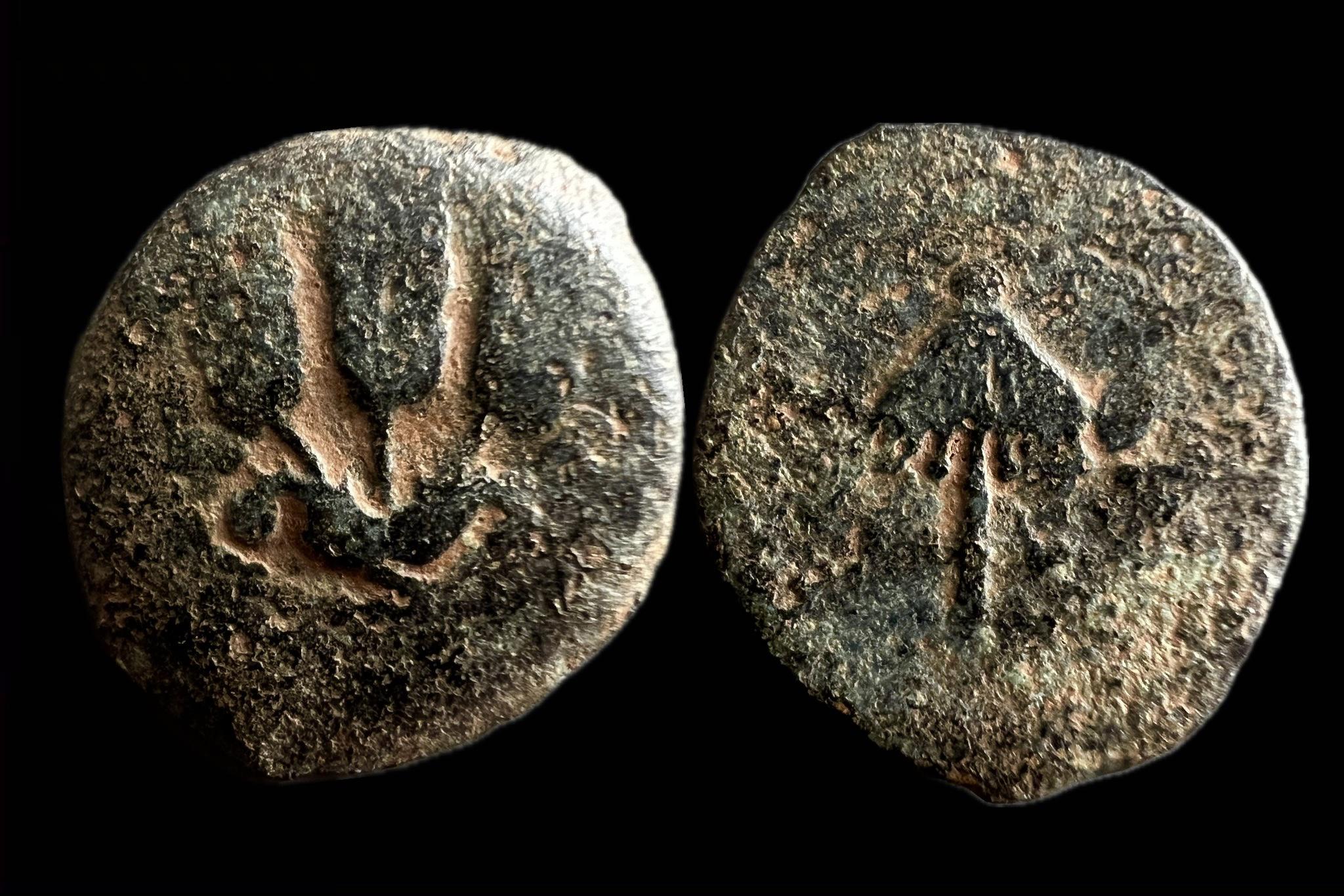 I. Agrippa Herod (i.sz.37-44) Jeruzsálem Judea prutah előlap BACIΛEΩC AΓPIΠA hátlap L Ϛ  bronz Hendin 1244 