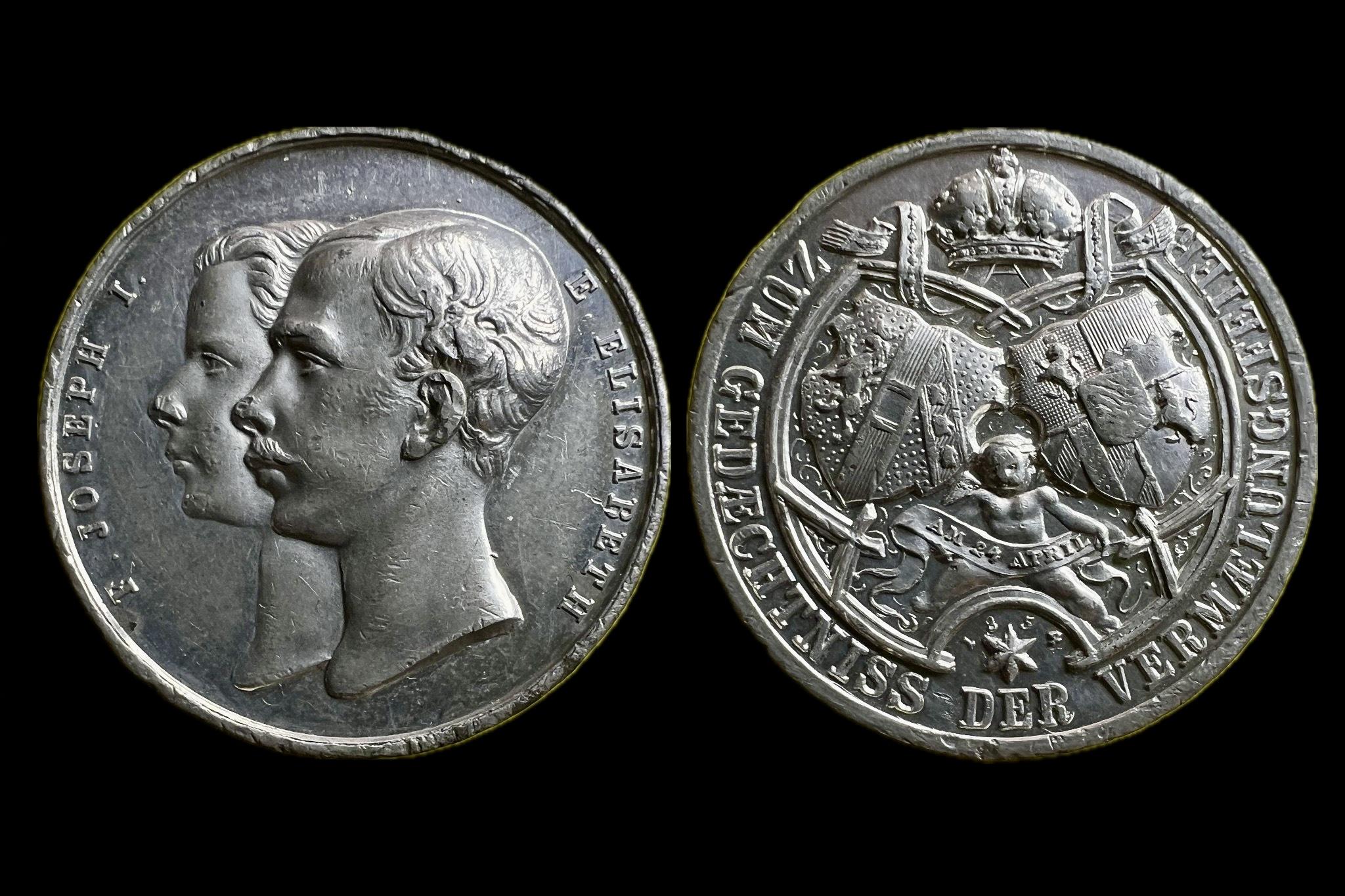 Ferenc József és Sisi Házasságkötés alkalmából (1854) emlékérem 