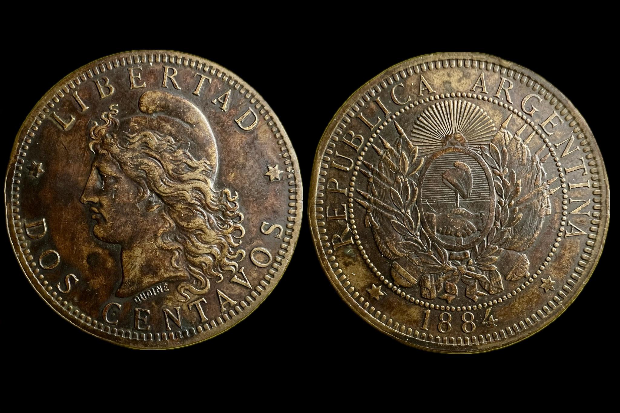 Argentína 2 Centavos (1884) KM33 