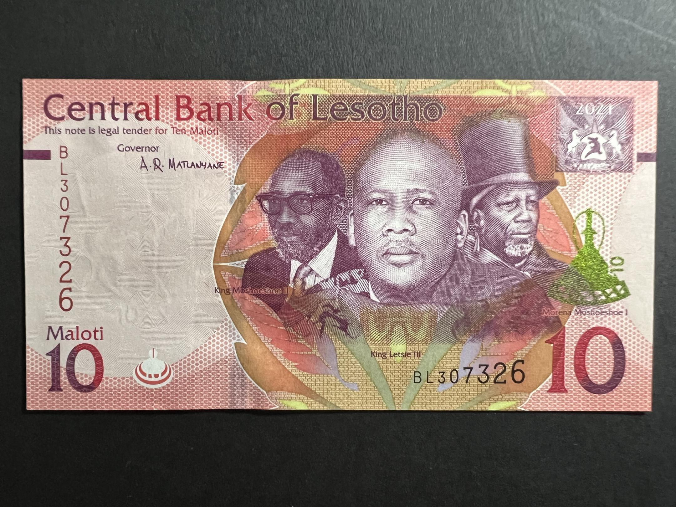 Lesotho 10 Maloti 2021 UNC 