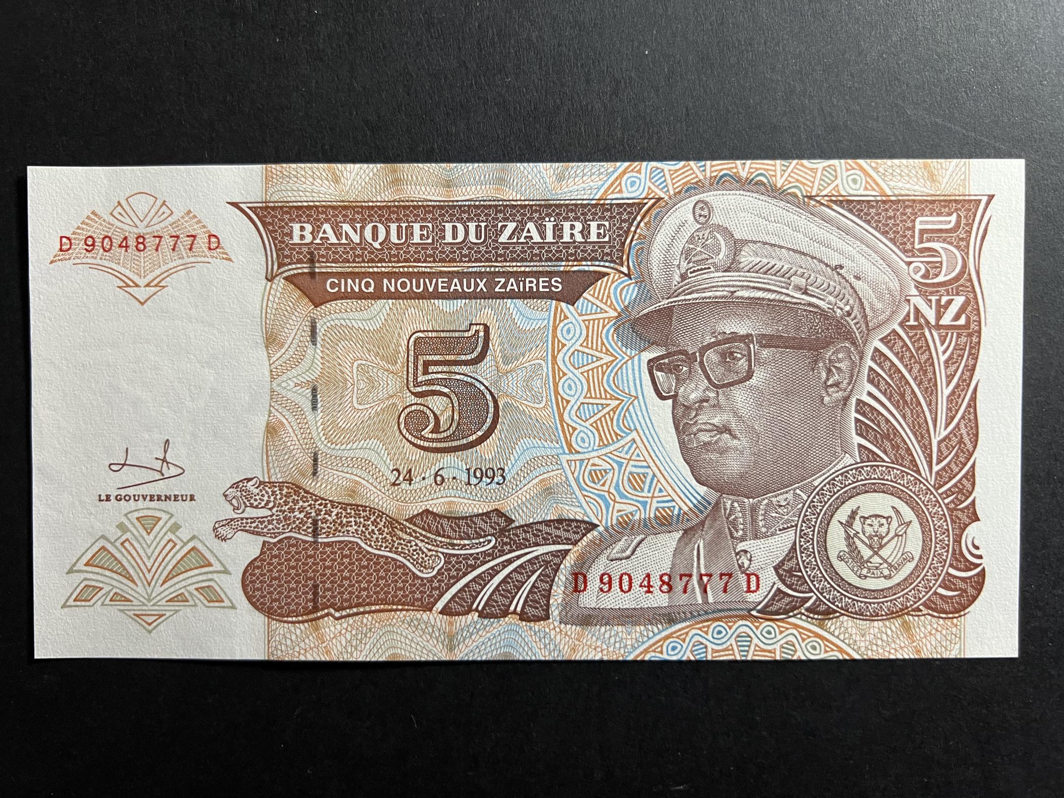 Zaire 5 5 Nouveaux Zaïres 1993 UNC 