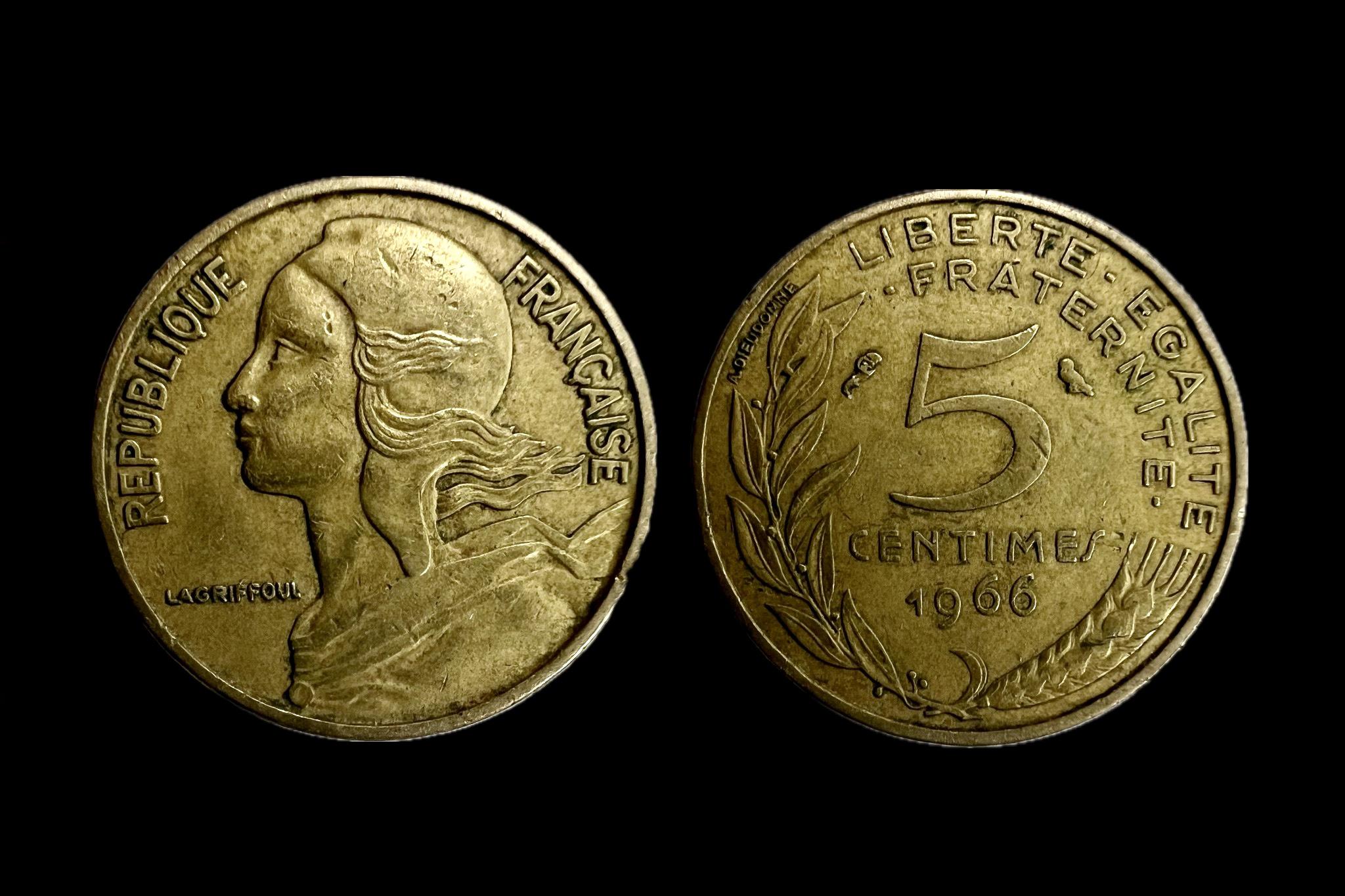 Franciaország 5 Centimes 1966 KM933