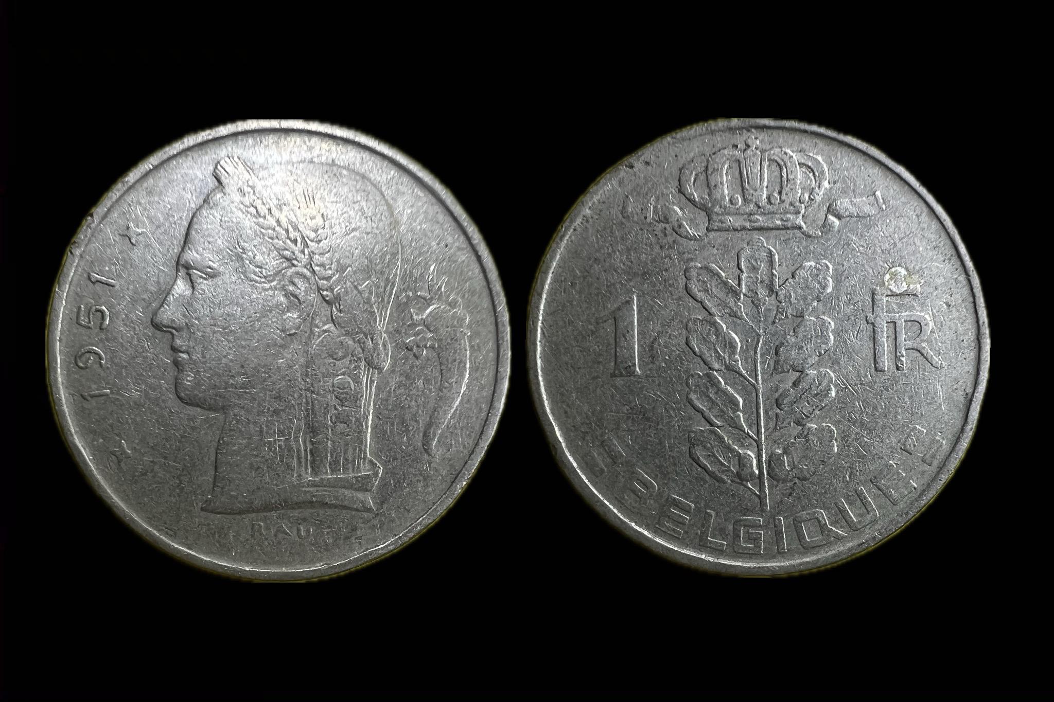 Belgium 1 Franc 1951 Schön 105 