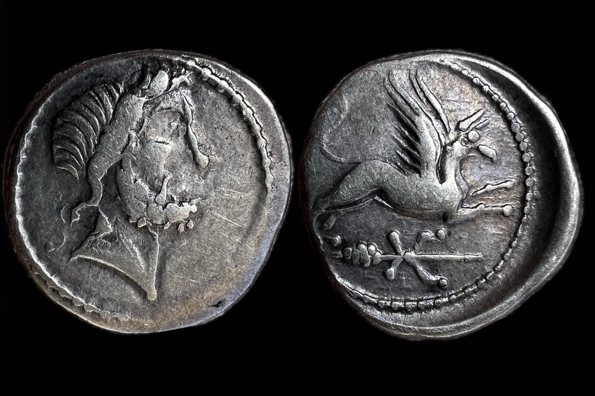 Eraviscus Kelet-Európai Dunai Kelták Dénár i.e.I.század  Dembski 1548-1549 Jupiter-Griff 