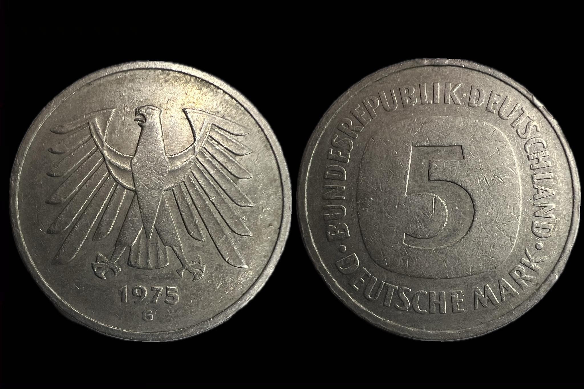 Németország 5 Márka 1975 G Schön 139