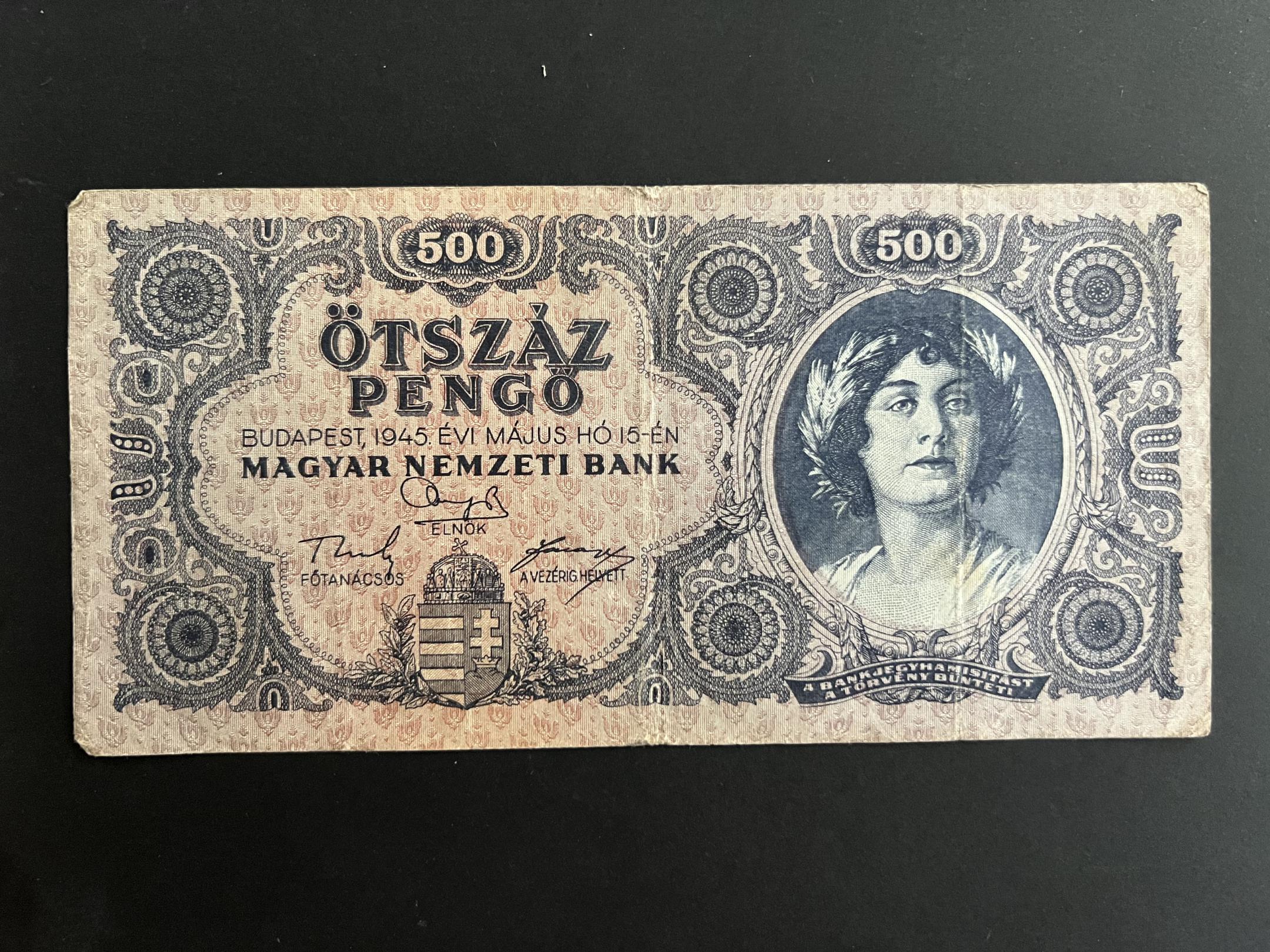Ötszáz Pengő (1945K) Adamo P19 VF 