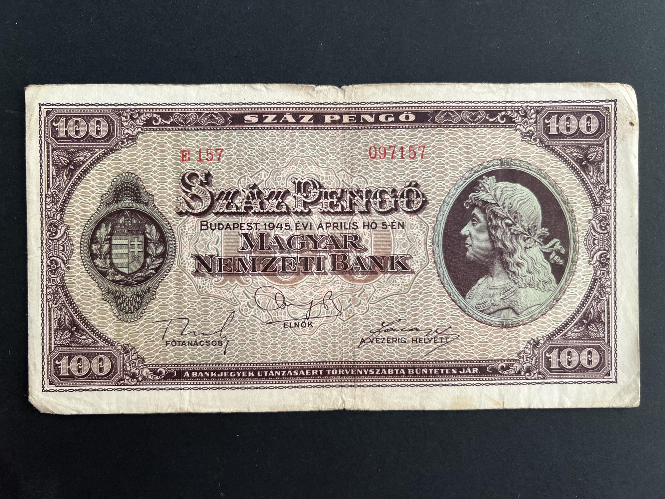 Száz Pengő (1945E) VF Adamo P18 