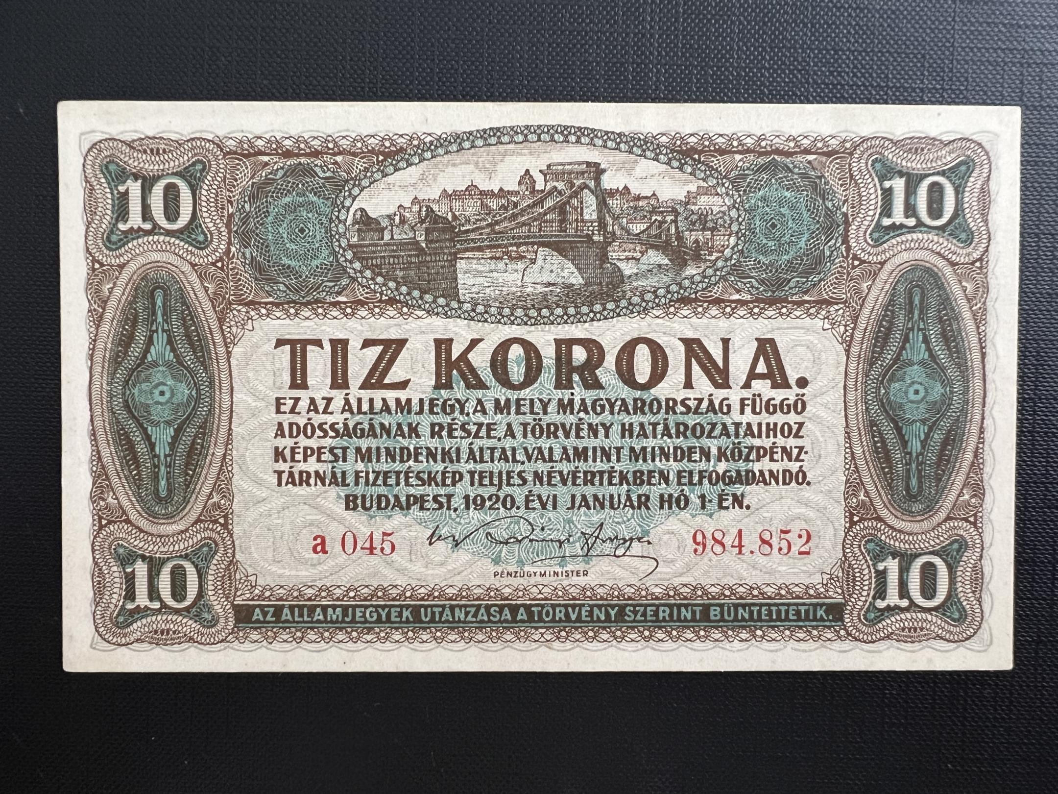 10 Korona (1920) UNC Adamo K14 