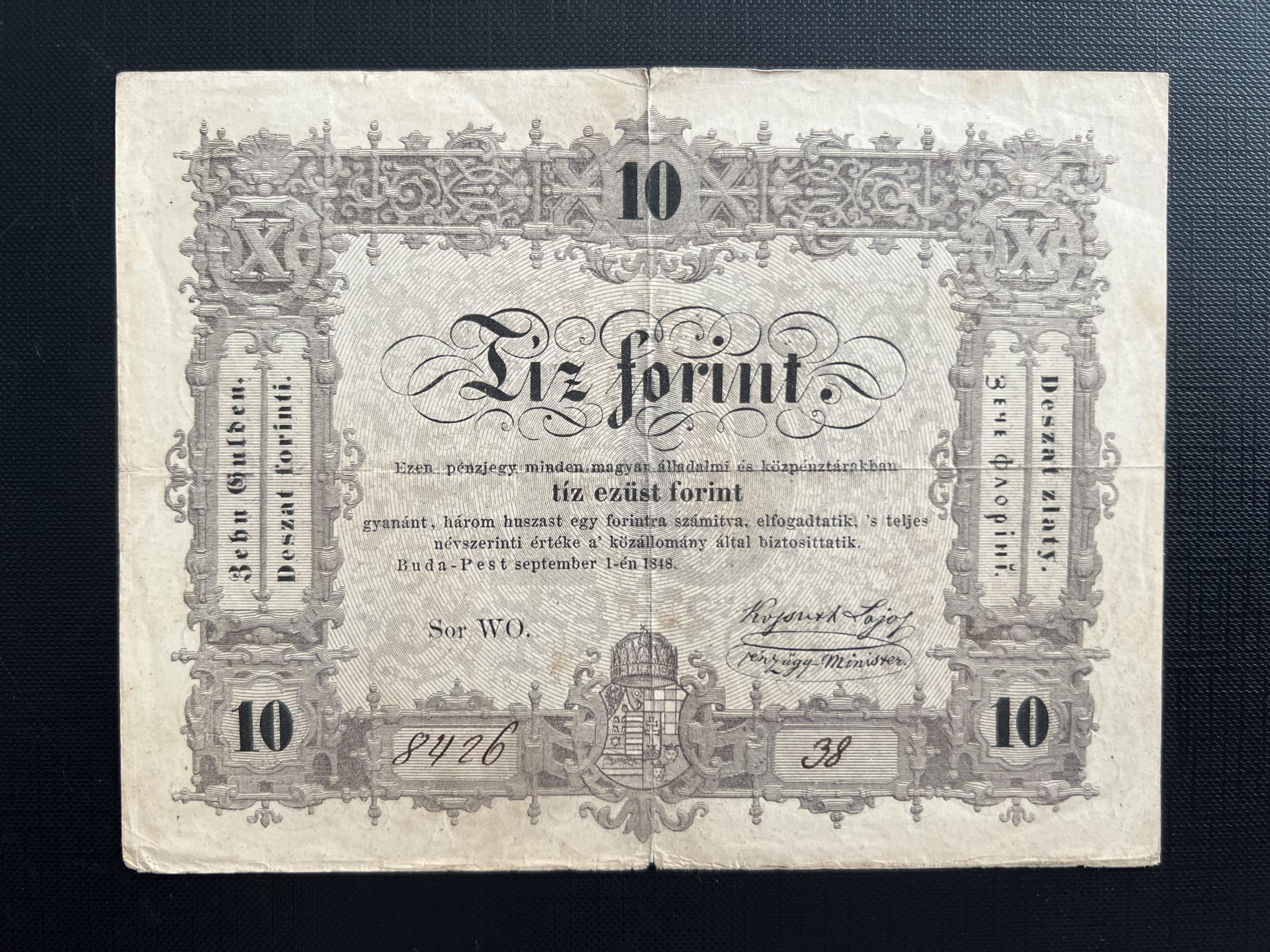 Szabadságharc 10 Forint (1848) Adamo G111 VF 