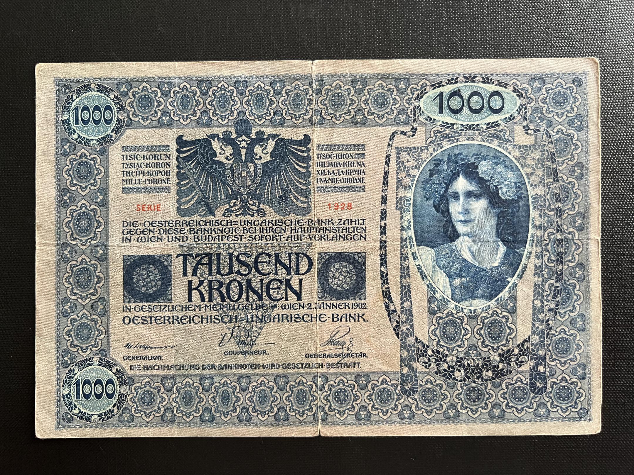1000 Korona Osztrák típus (1902) VF