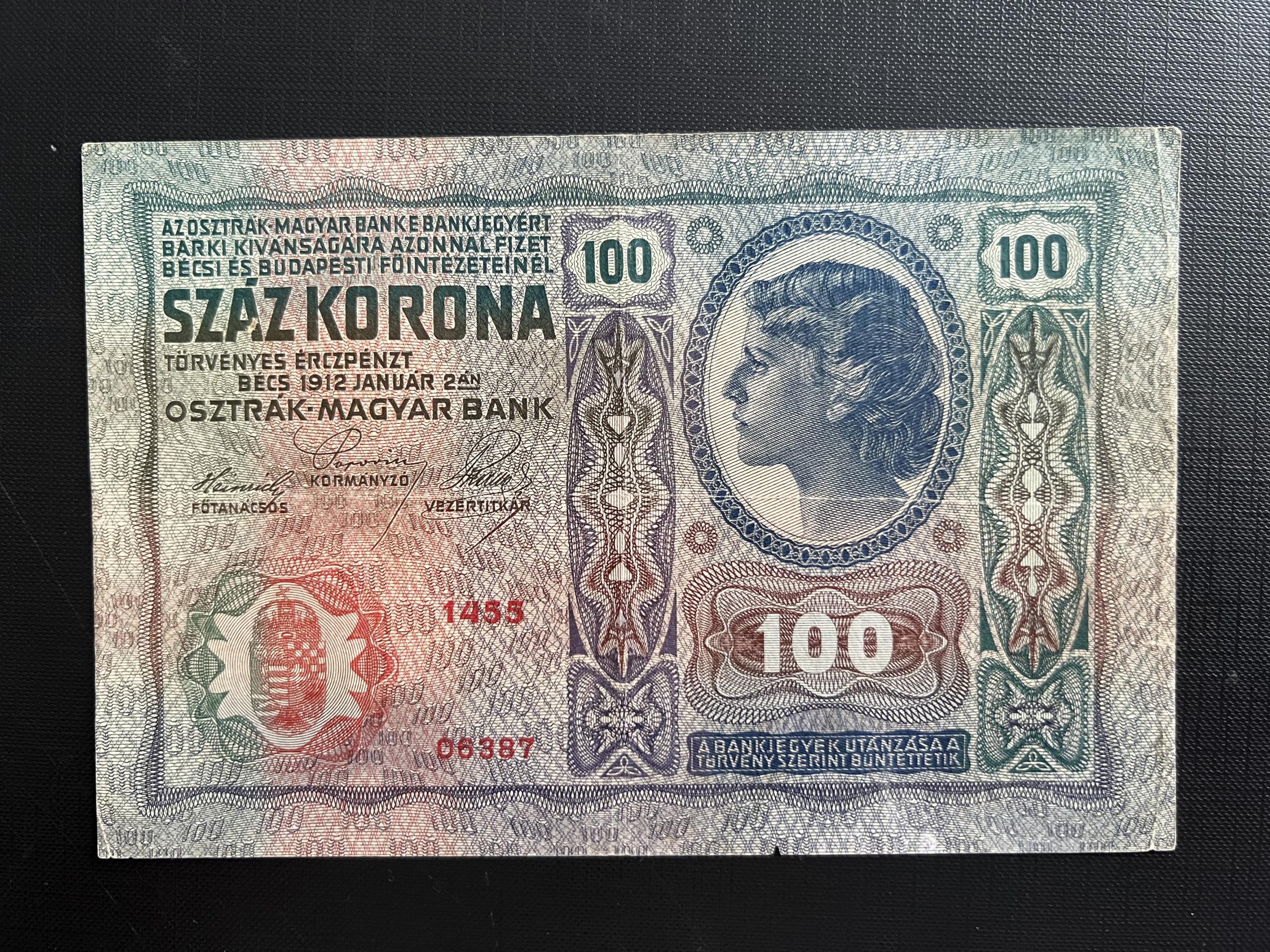 100 Korona 1912 Adamo K28 VF (bélyegzés nélkül)