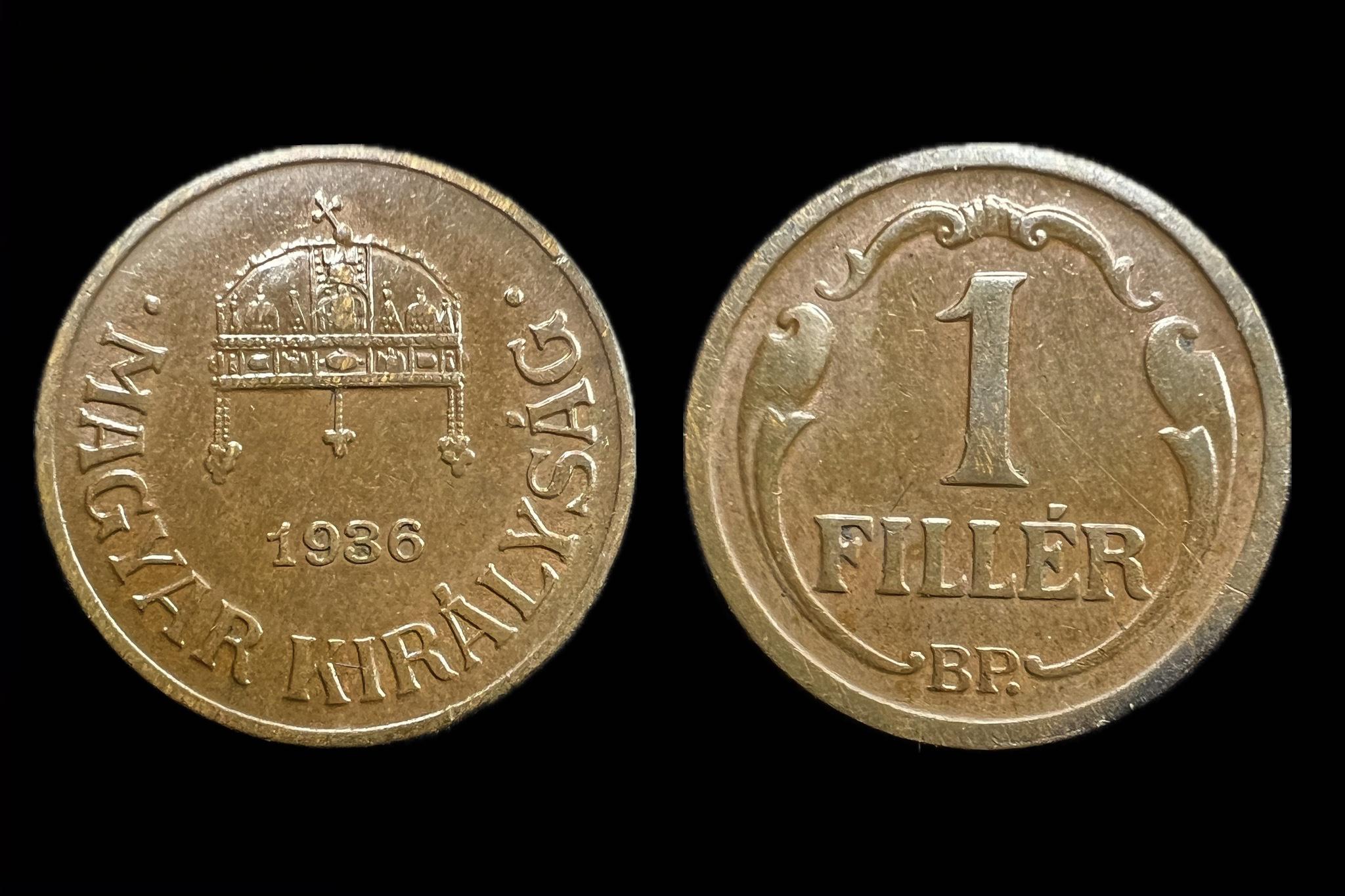 Magyar Királyság 1 Fillér 1936 BP Adamo  P1