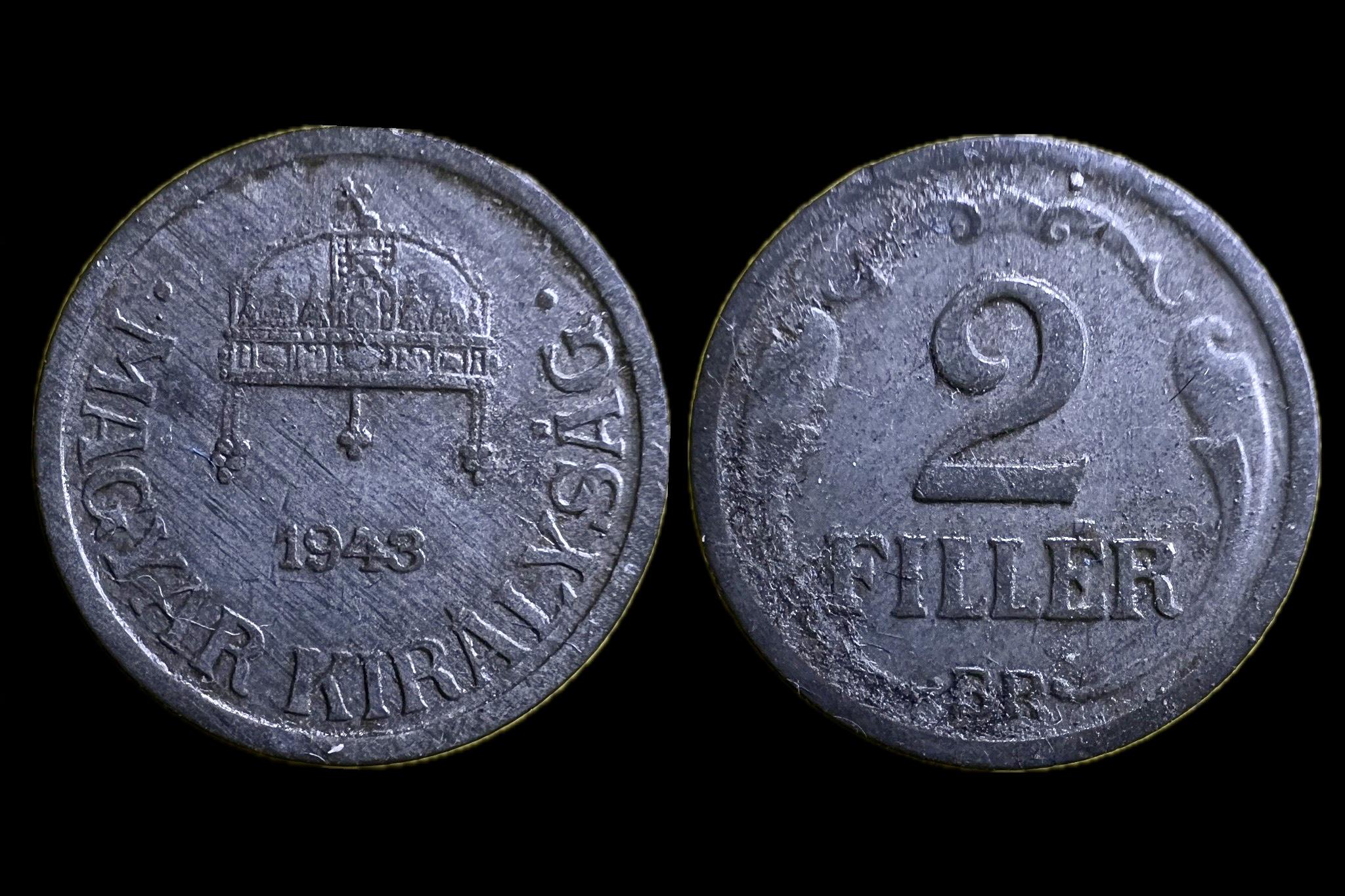 Magyar Királyság 2 Fillér 1943 BP Adamo  P2.3 