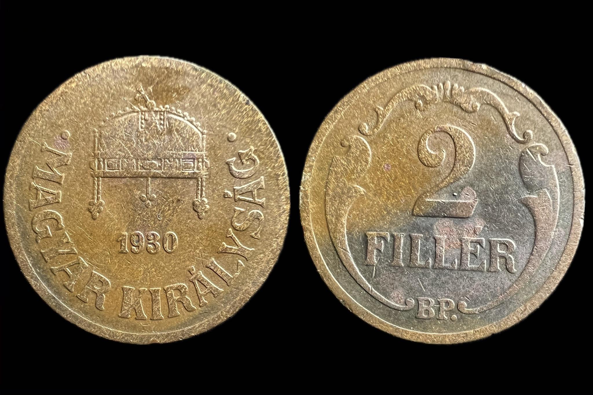 Magyar Királyság 2 Fillér 1930 BP Adamo  P2 