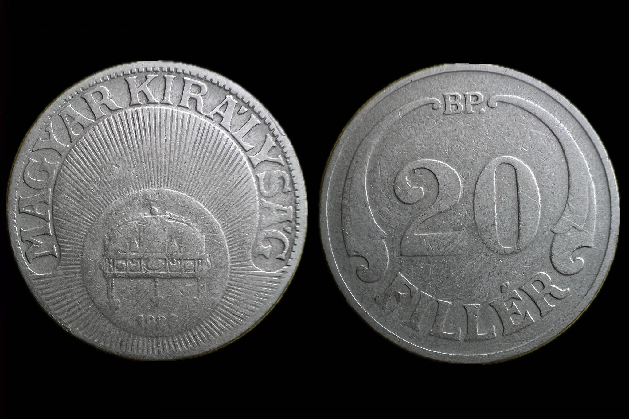 Magyar Királyság 20 fillér 1926 BP Adamo P4 
