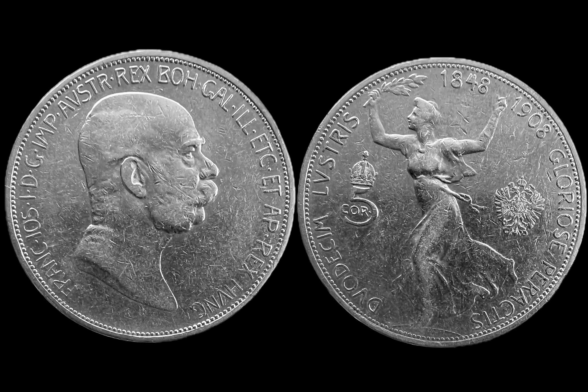 Ferenc József 5 Corona 1908  KM2809 1848-1908 