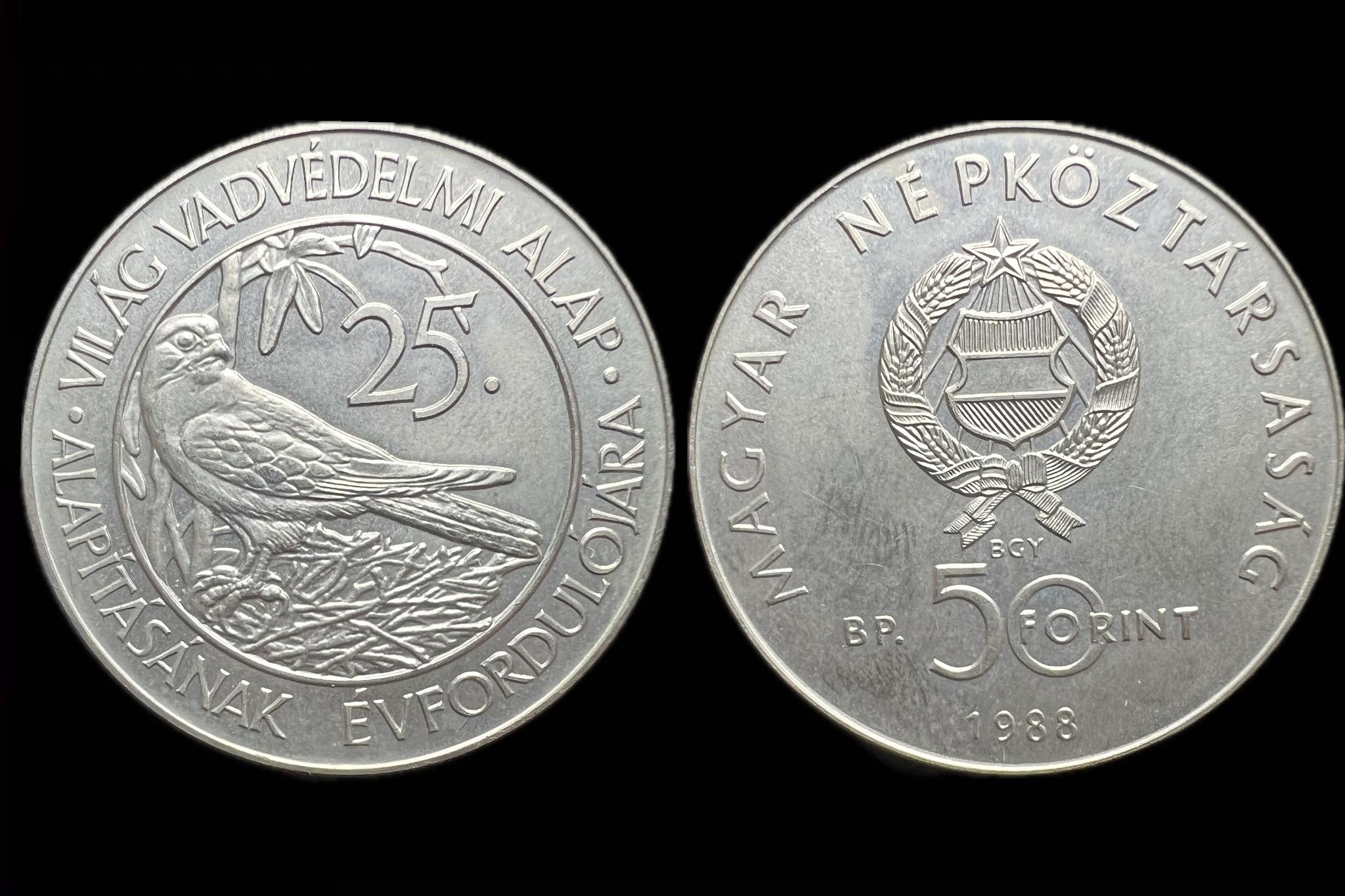 Magyar Népköztársaság 50 Forint 1988 BP Adamo EM101 aUNC Világ Vadvédelmi Alap II. 