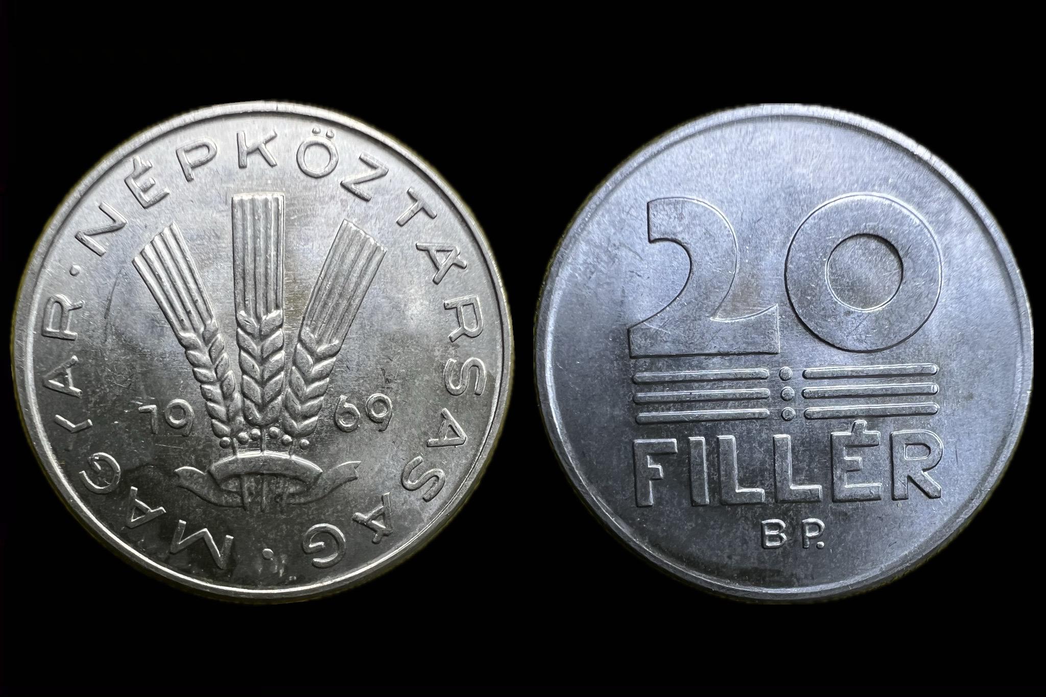 Magyar Népköztársaság 20 Fillér 1969 BP  Adamo  F4.2 UNC  