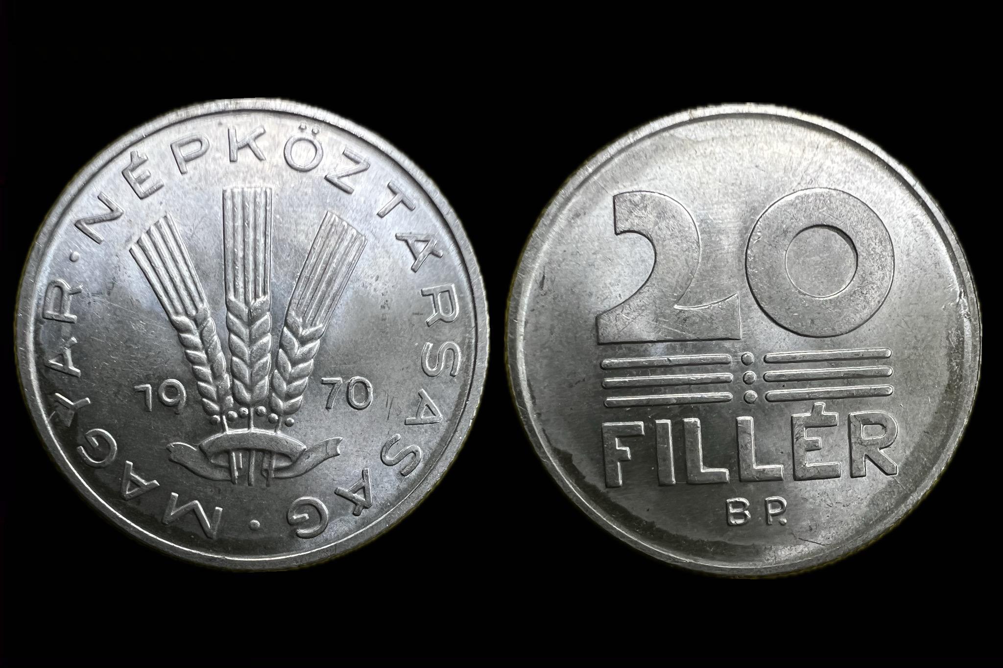 Magyar Népköztársaság 20 Fillér 1970 BP Adamo  F4.2 aUNC  