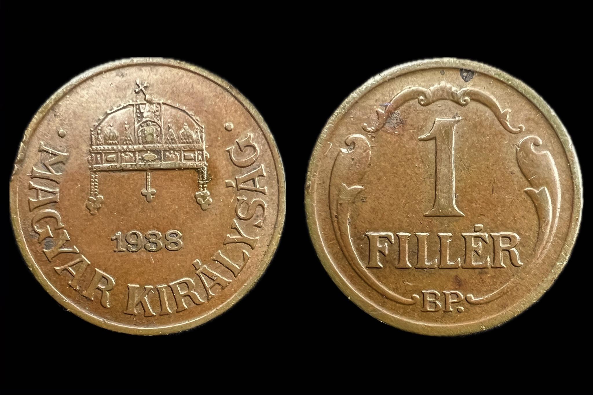 Magyar Királyság 1 Fillér 1938 BP Adamo  P1 