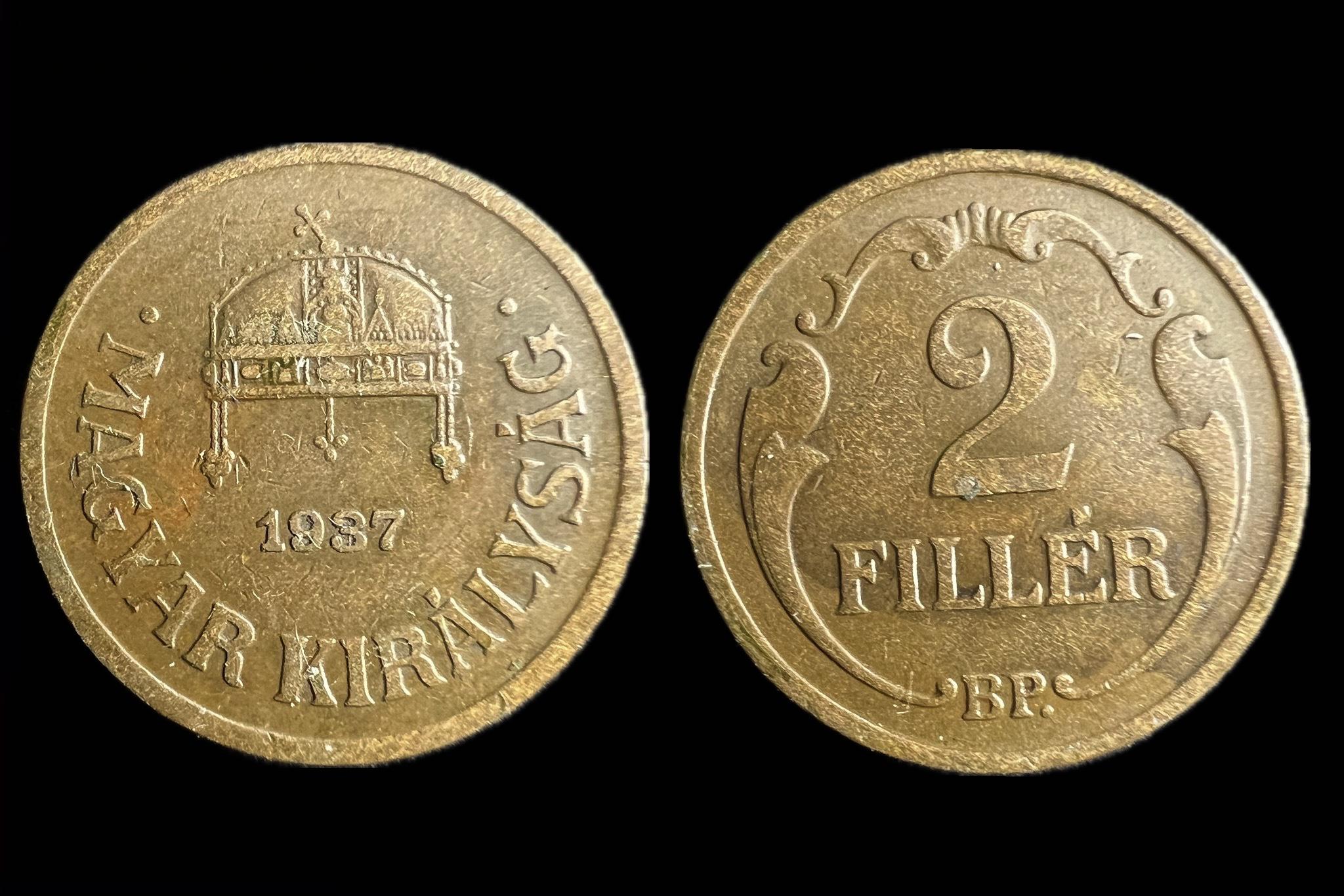 Magyar Királyság 2 Fillér 1937 BP Adamo  P2 