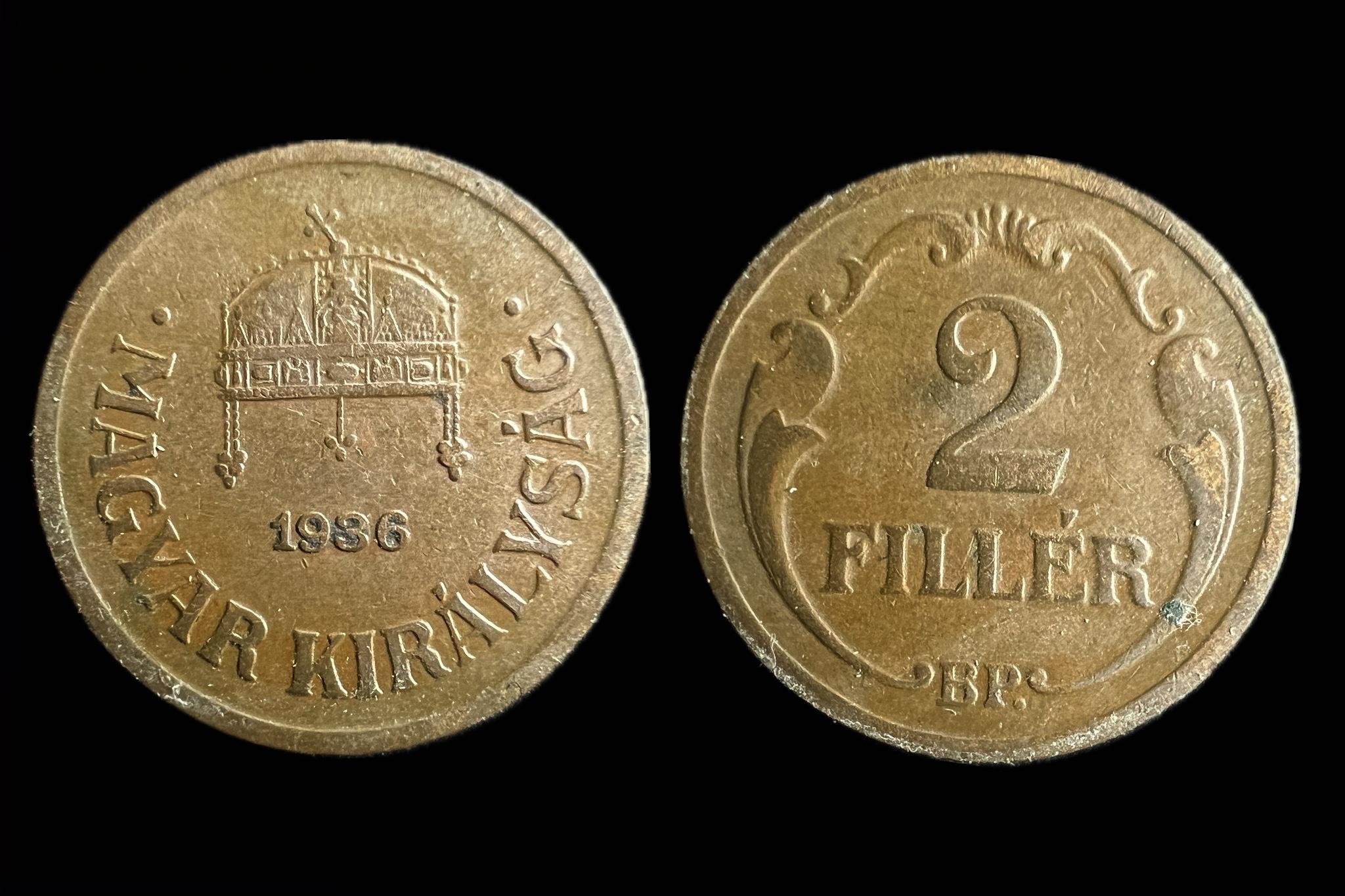 Magyar Királyság 2 Fillér 1936 BP Adamo  P2 