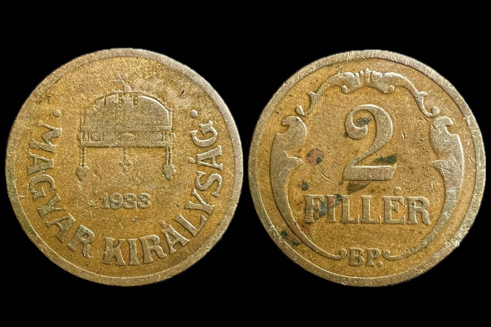 Magyar Királyság 2 Fillér 1933 BP Adamo  P2 