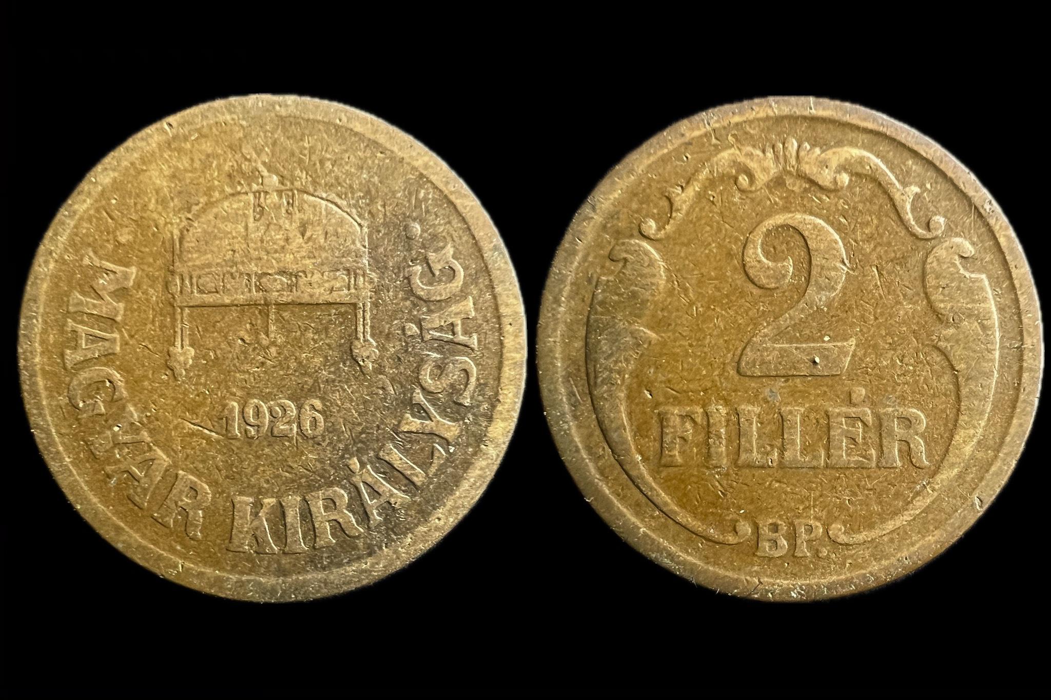 Magyar Királyság 2 Fillér 1926 BP Adamo  P2 