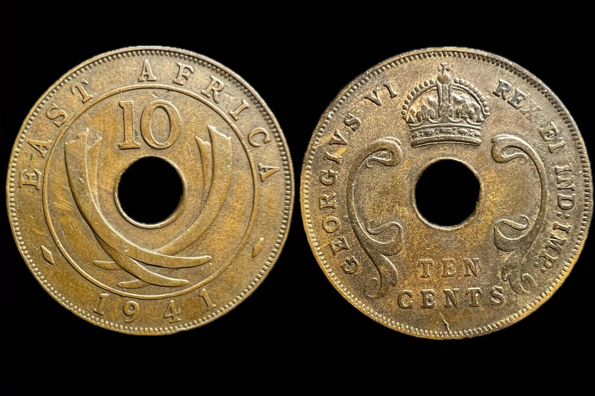 Kelet-Afrika 10 Cents 1941 KM26 VI.György 