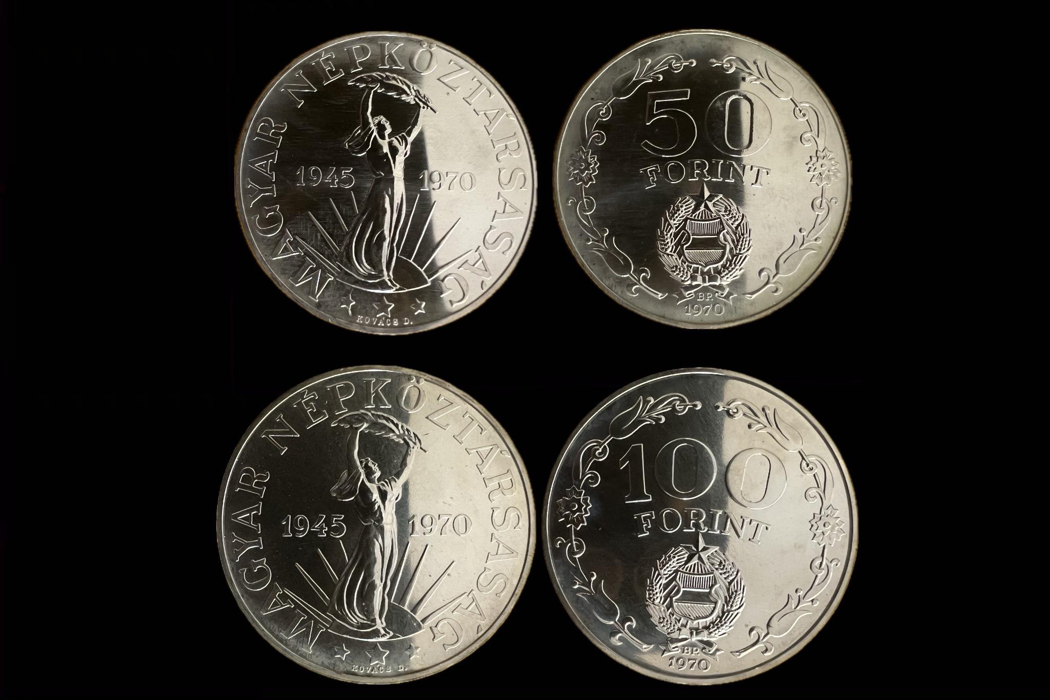 Felszabadulás Magyar Köztársaság  50,100 Forint 1970 BP  Adamo EM36,37 UNC Tervezte: Kovács Dezső