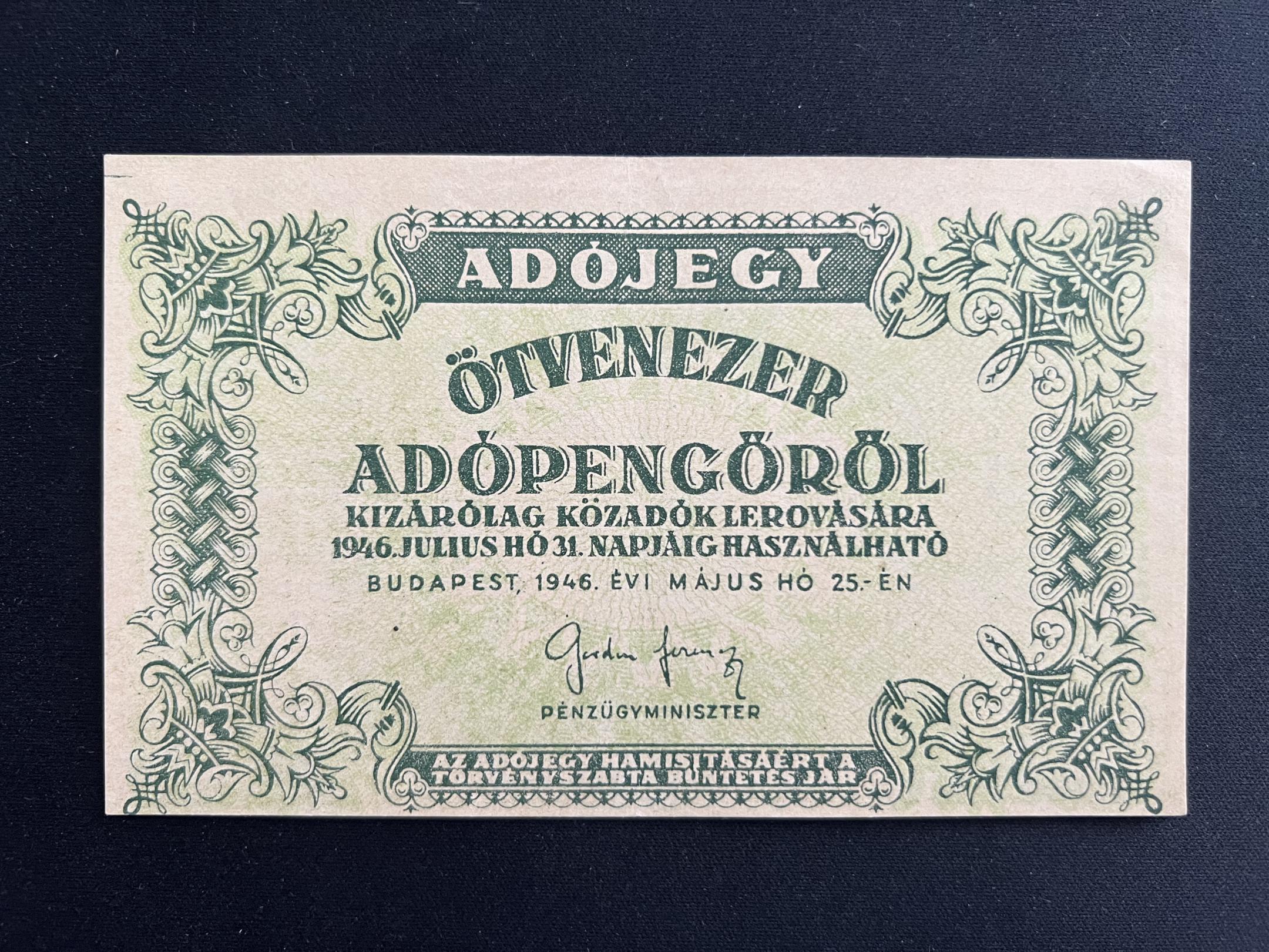 Ötvenezer Adópengő (1946) Adamo P50 EF