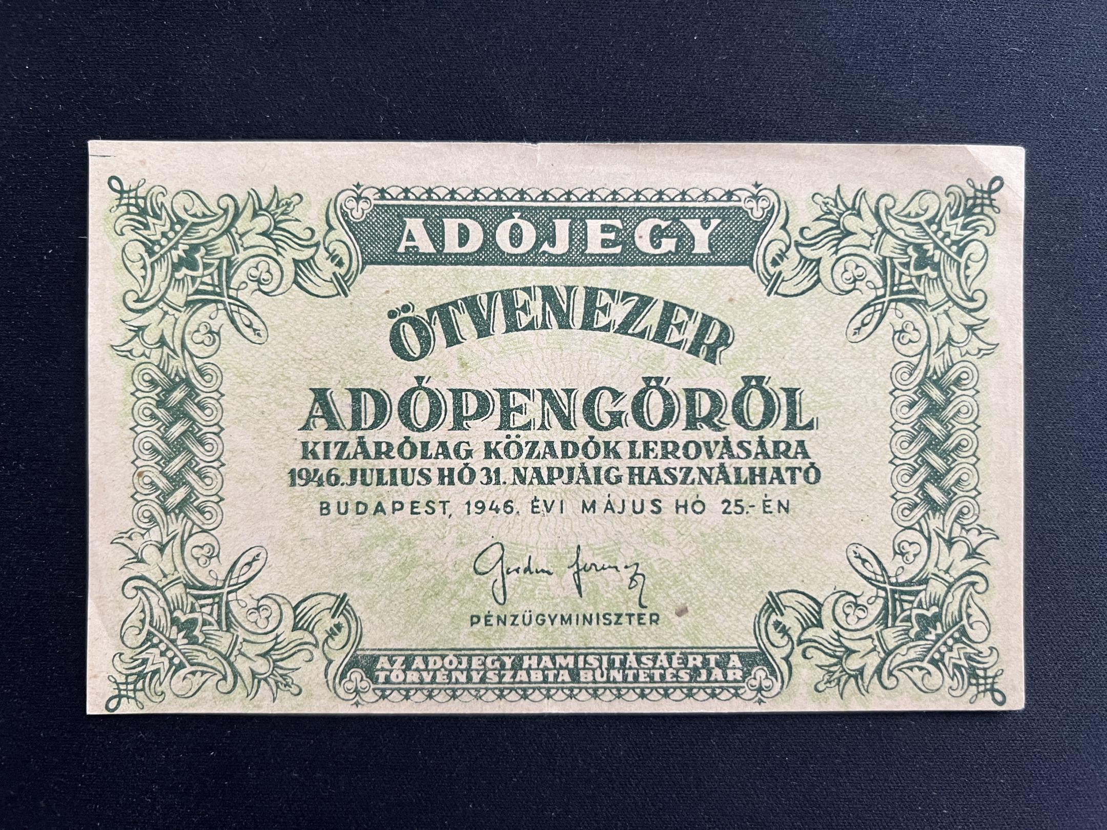 Ötvenezer Adópengő (1946) Adamo P50 EF