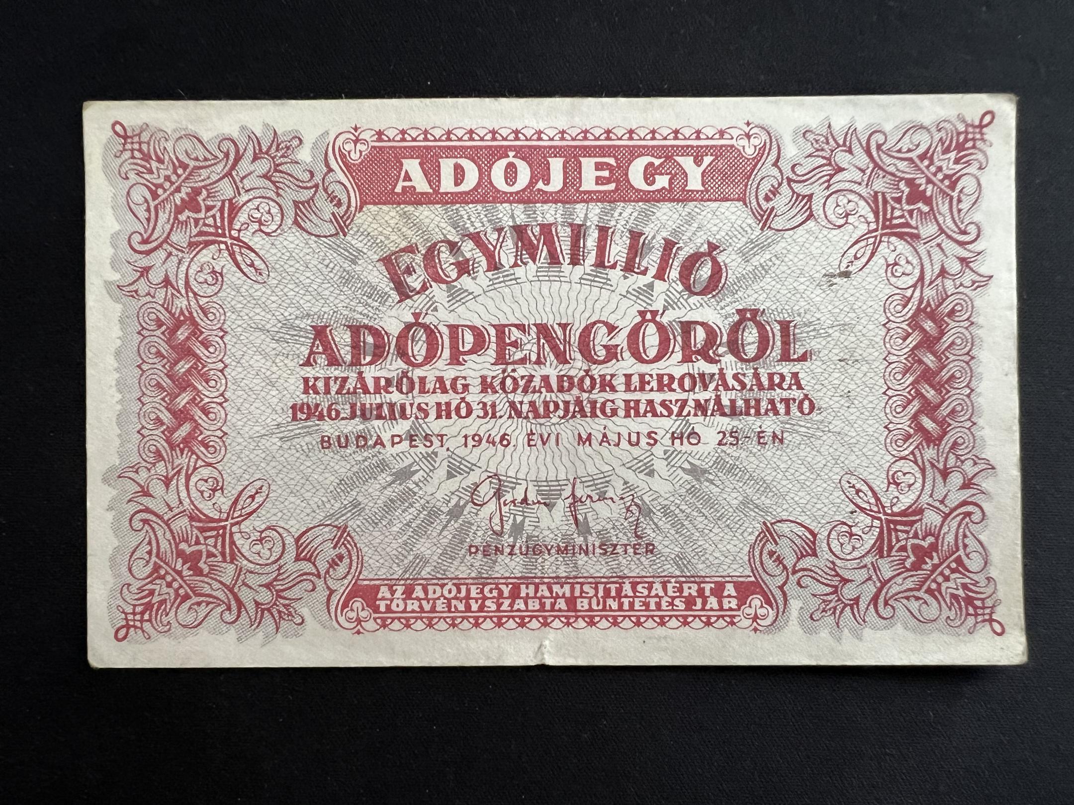 Egymillió Adópengő (1946) EF Adamo P53