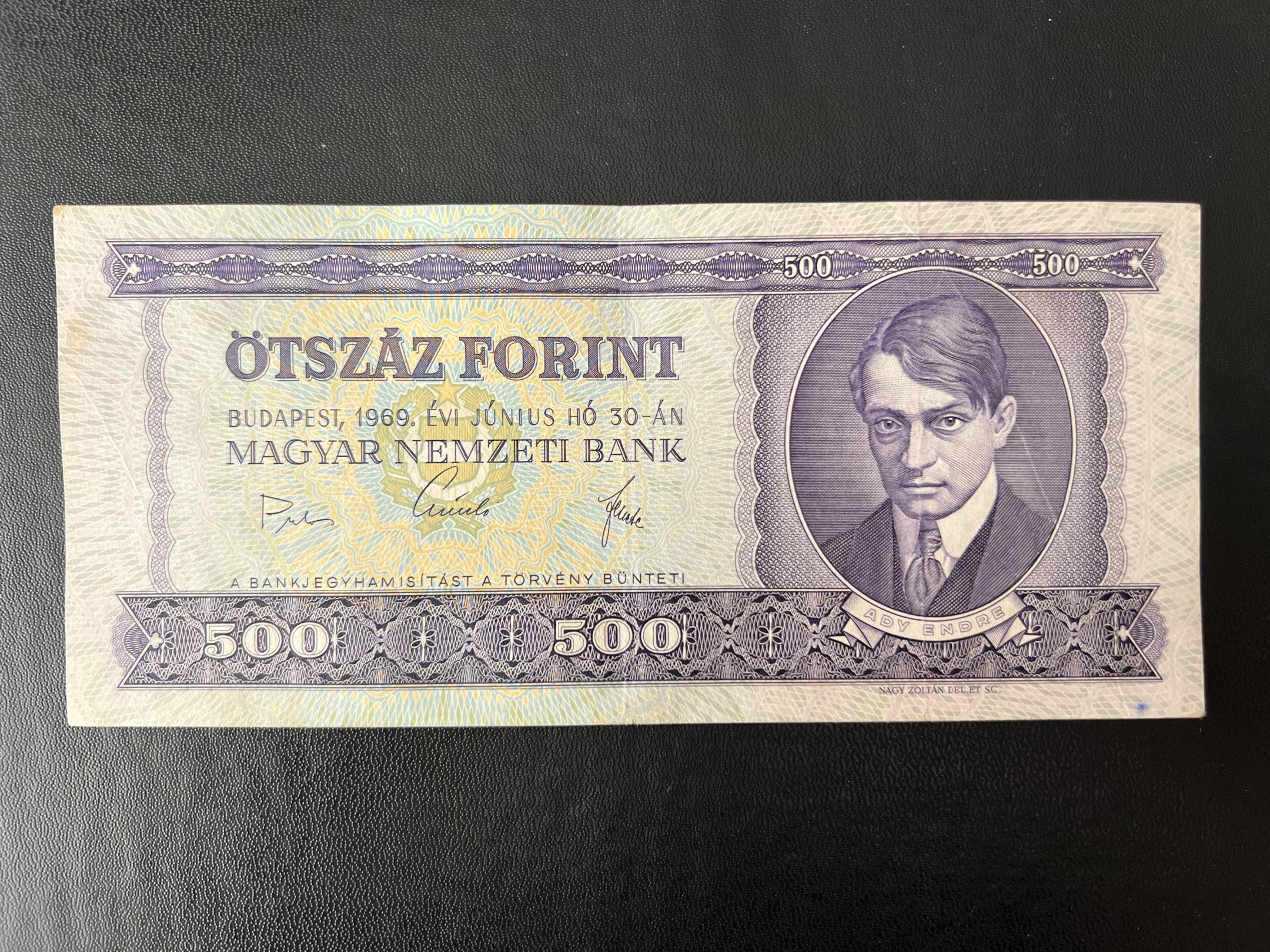 500 Forint (1969) VF Adamo F40 