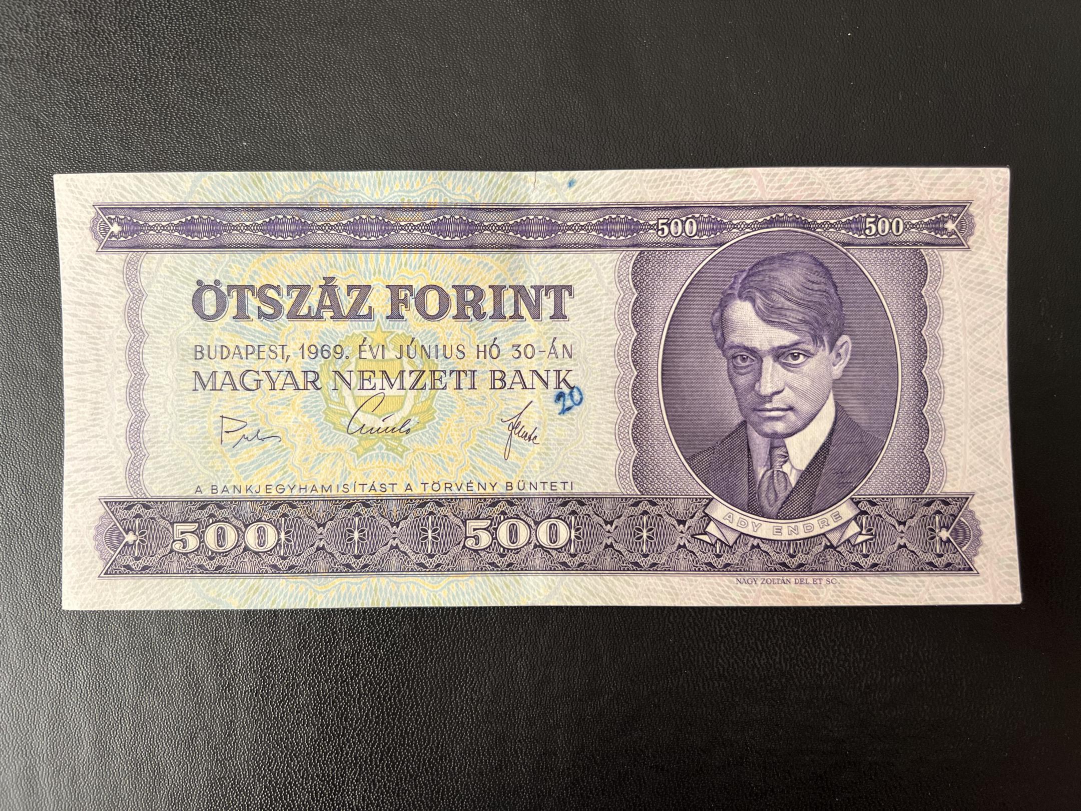 500 Forint (1969) VF Adamo F40
