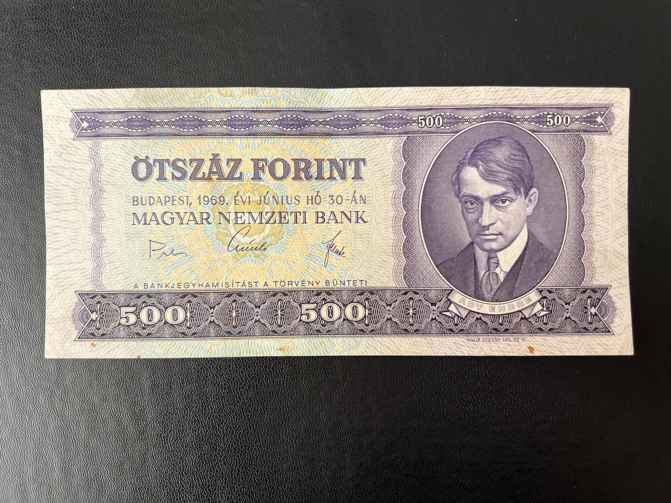 500 Forint (1969) VF Adamo F40 