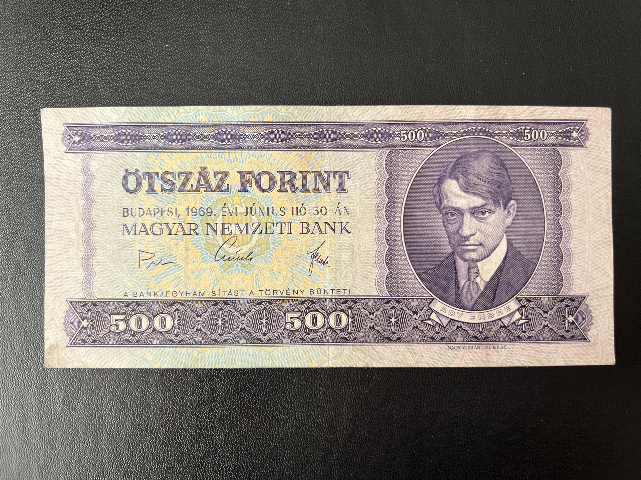 500 Forint (1969) VF Adamo F40 