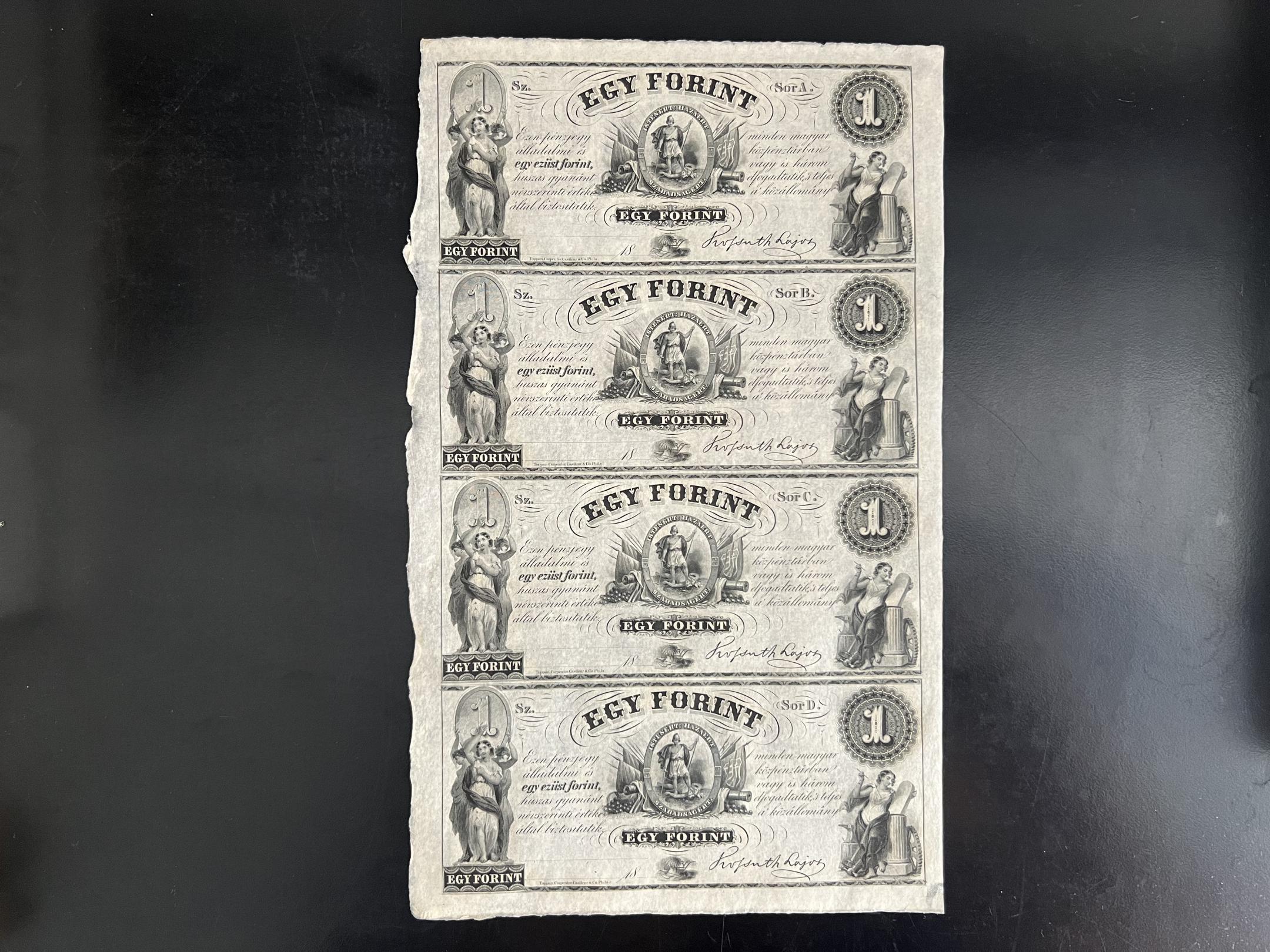 Kossuth Bankó 1 Forint UNC Ív Adamo G122