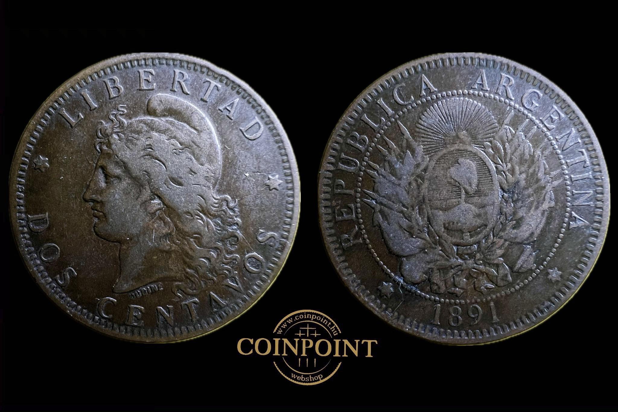 Argentina 2 Centavos 1891 KM 33 