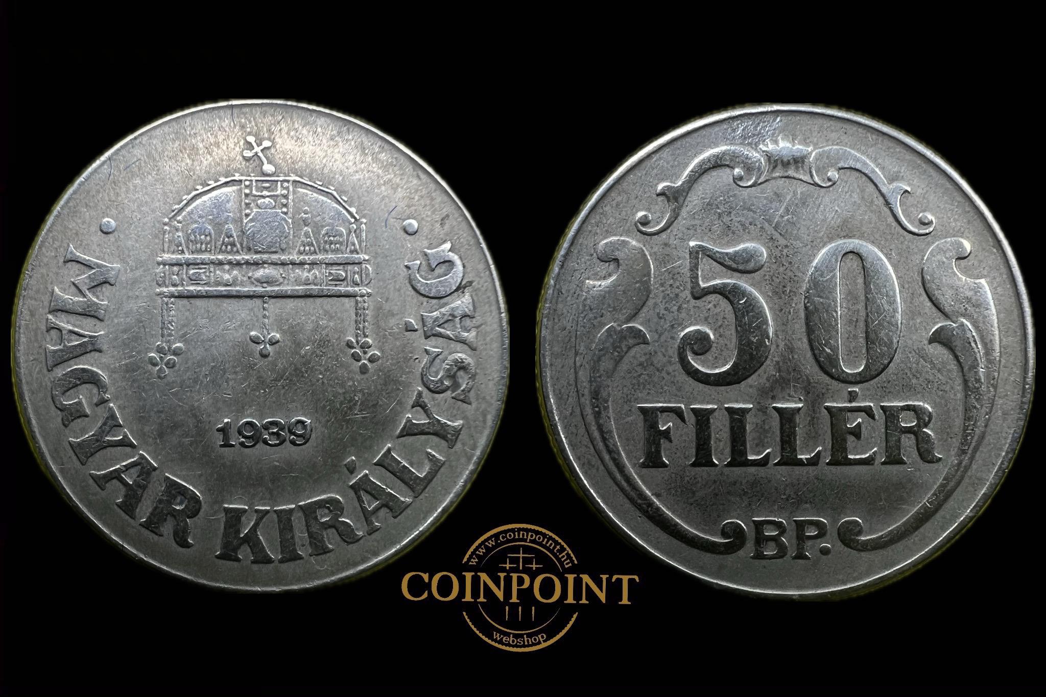 Magyar Királyság 50 Fillér 1939 BP Adamo P5